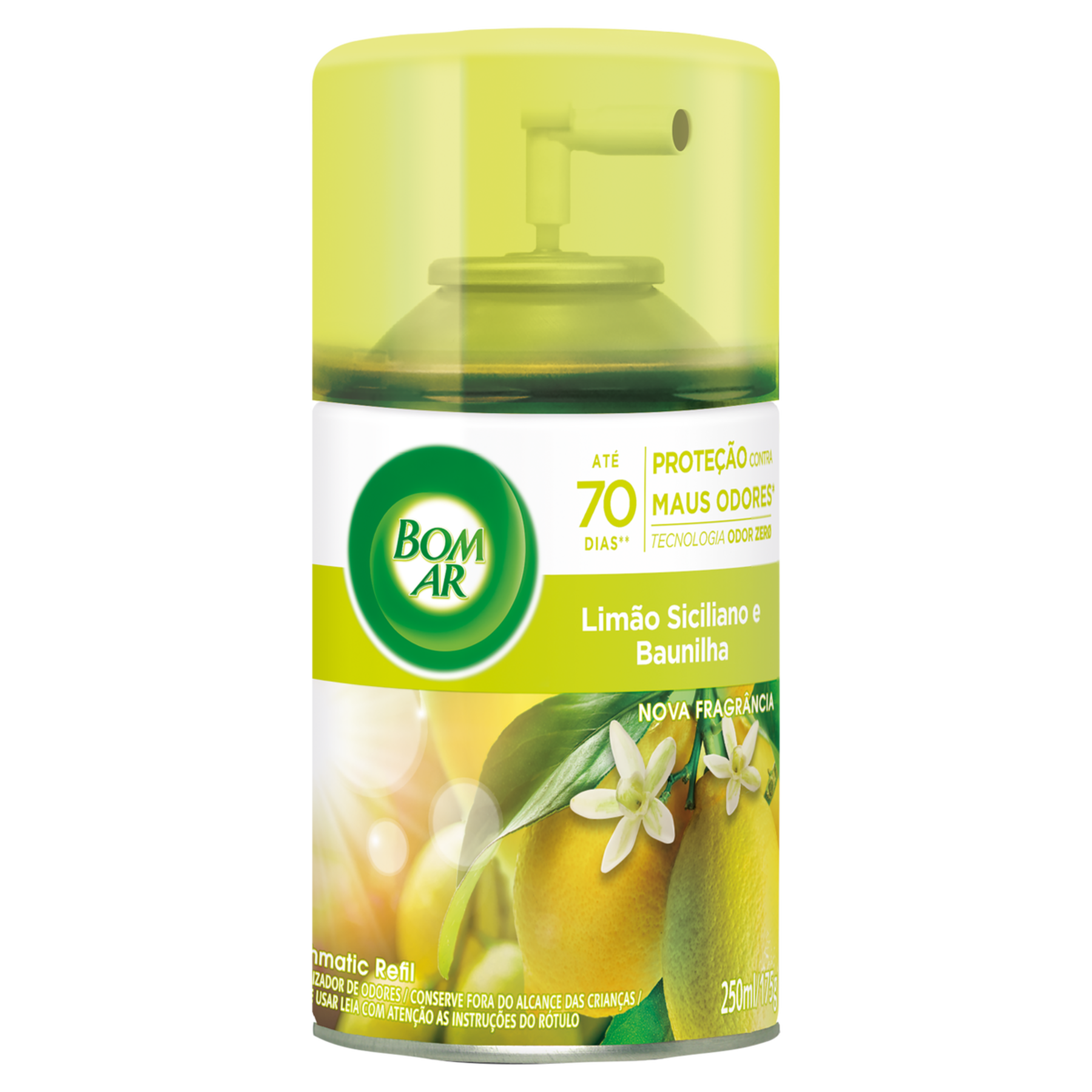 Neutralizador de Odores Lim&atilde;o-Siciliano e Baunilha Bom Ar Freshmatic Frasco 250ml Refil