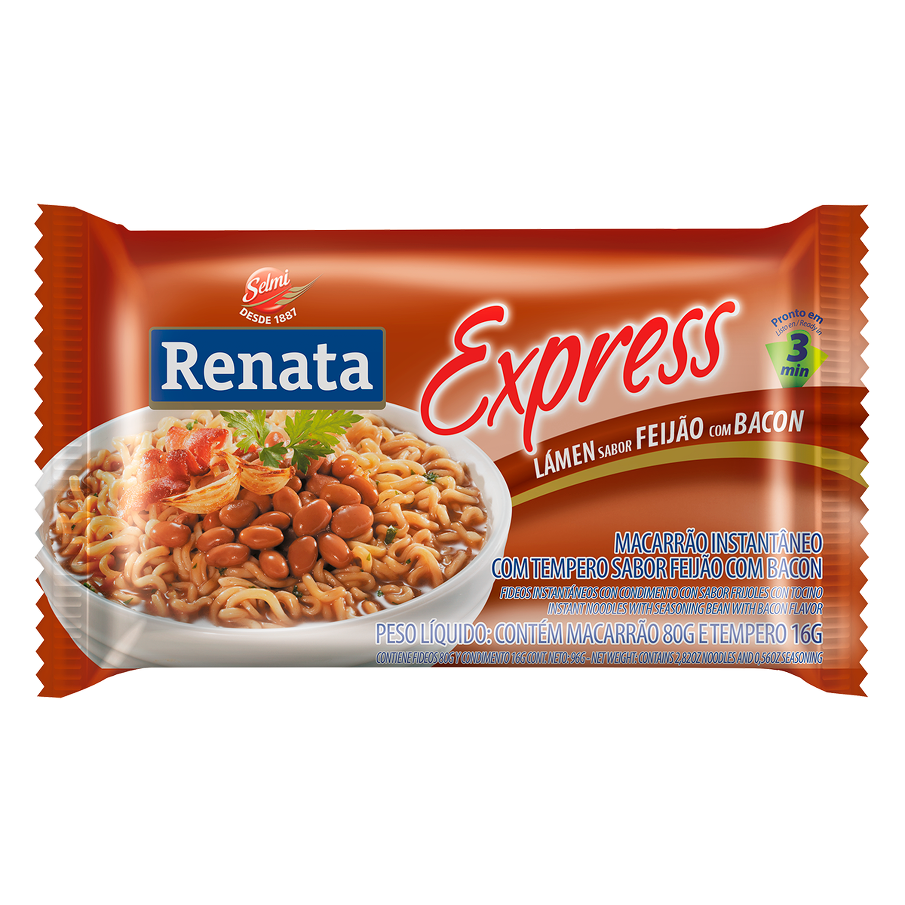 Macarr&atilde;o Instant&acirc;neo Express Feij&atilde;o com Bacon Renata 96g