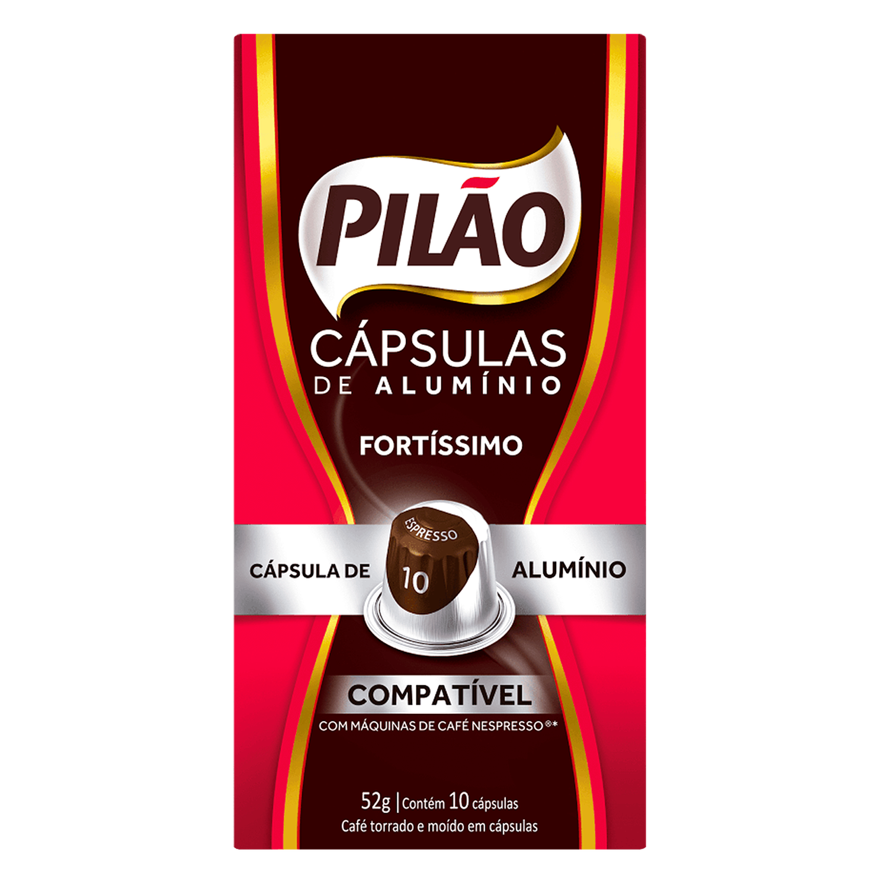 Caf&eacute; em C&aacute;psula Torrado e Mo&iacute;do Espresso 10 Fort&iacute;ssimo Pil&atilde;o Caixa 52g C/10 Unidades