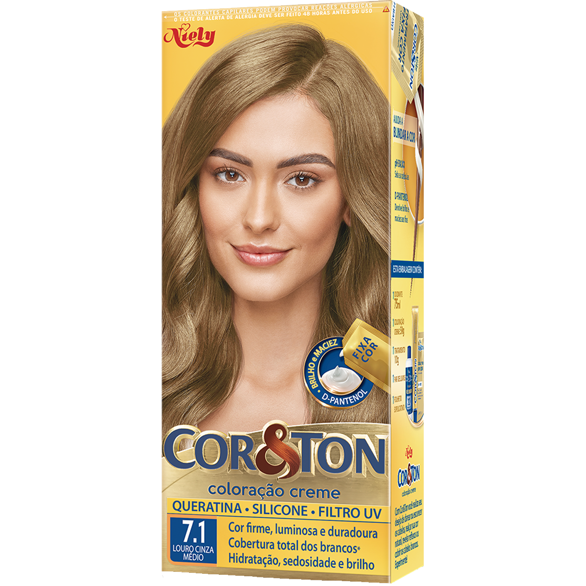 Tintura para Cabelo Louro Cinza M&eacute;dio 7.1 Cor&Ton