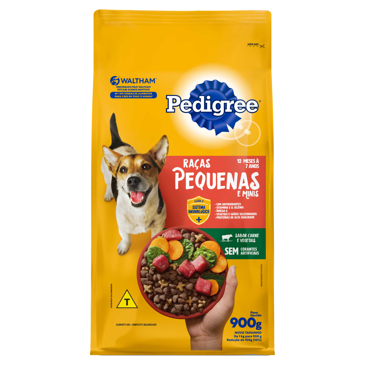 Alimento para C&atilde;es Adultos 12 Meses a 7 Anos Ra&ccedil;as Pequenas e Minis Carne e Vegetais Pedigree Pacote 900g