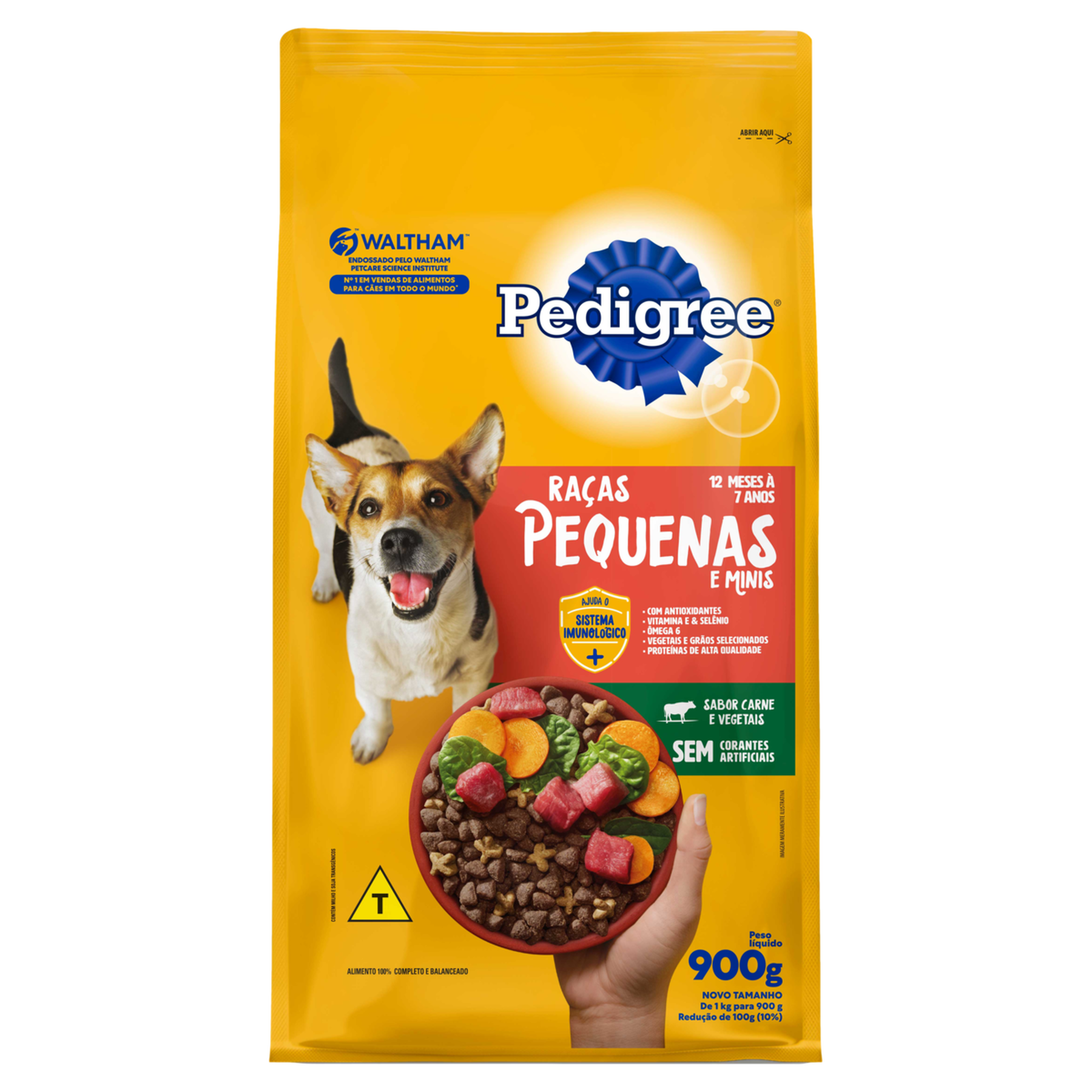 Alimento para Cães Adultos 12 Meses a 7 Anos Raças Pequenas e Minis Carne e Vegetais Pedigree Pacote 900g