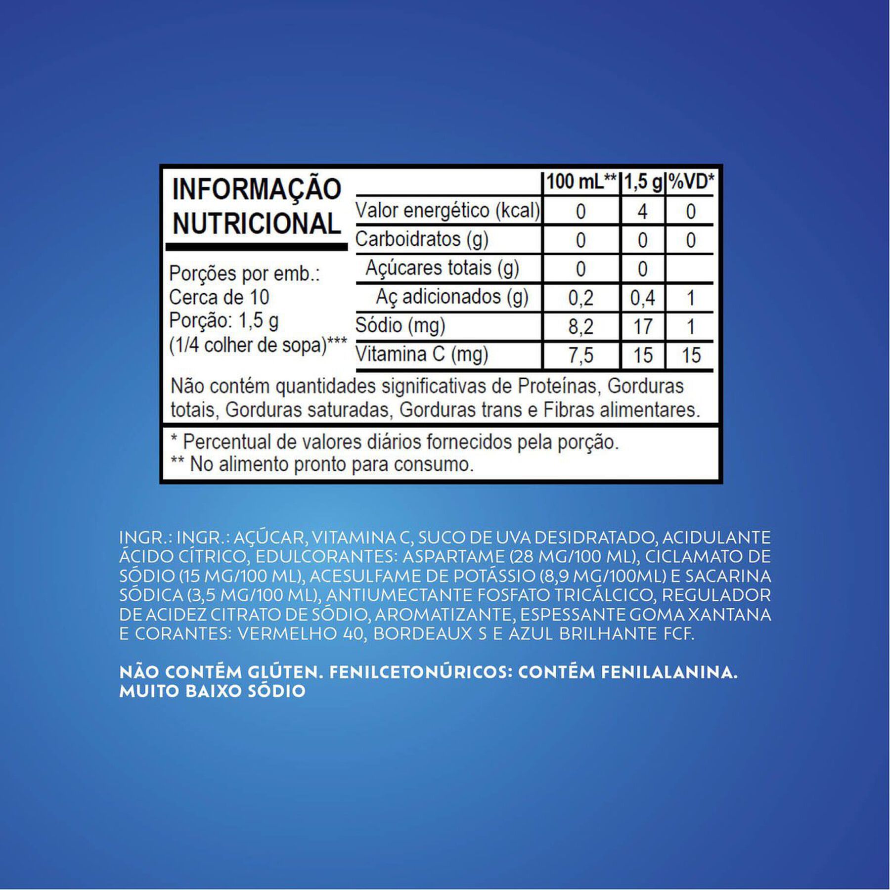 Refresco em Pó Uva Fresh Pacote 15g