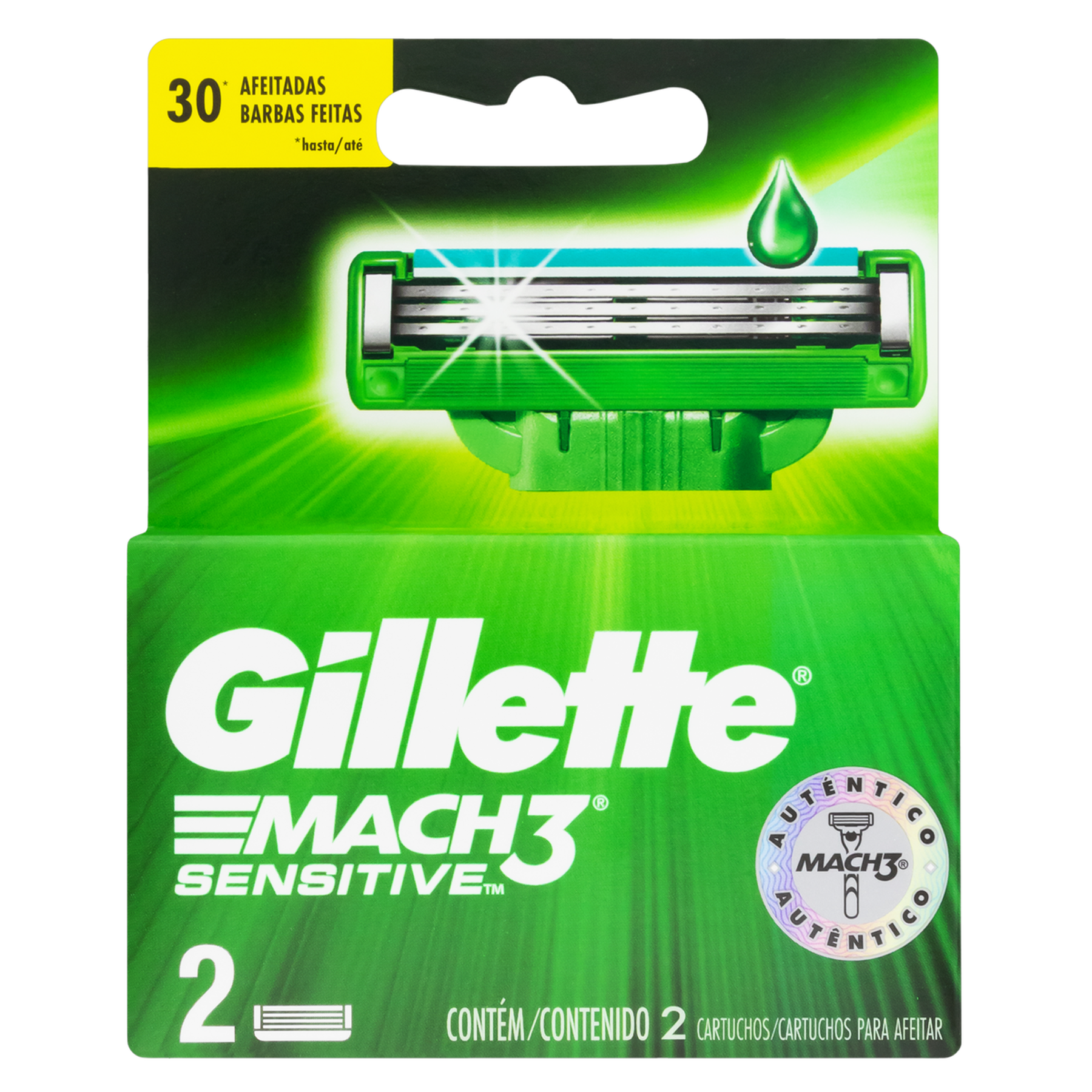 Carga de Aparelho para Barbear Gillette Mach3 Sensitive 2 Unidades