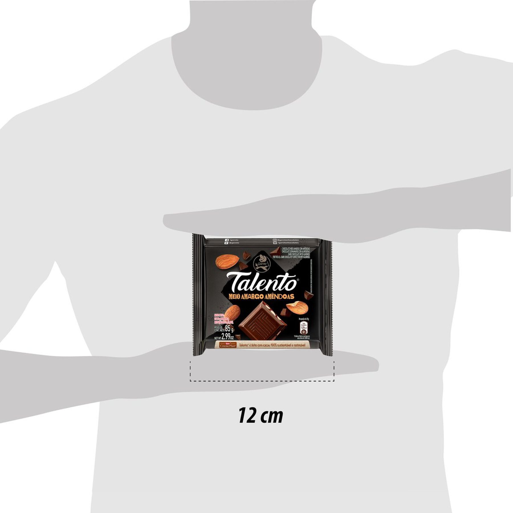 Chocolate Meio Amargo com Amêndoas Garoto Talento Pacote 85g