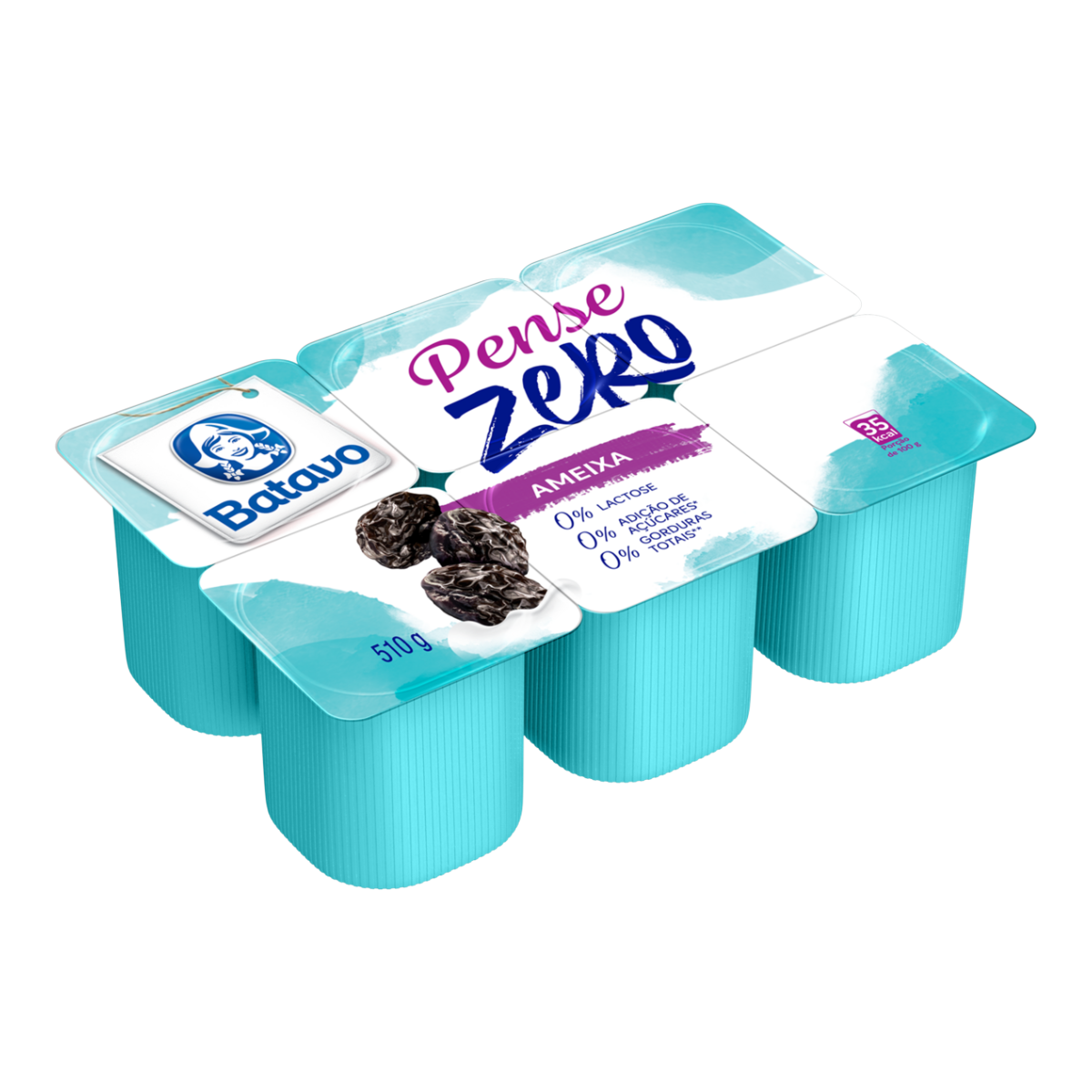 Iogurte Desnatado Ameixa Zero Lactose Batavo Pense Zero Bandeja 510g 6 Unidades 85g Cada