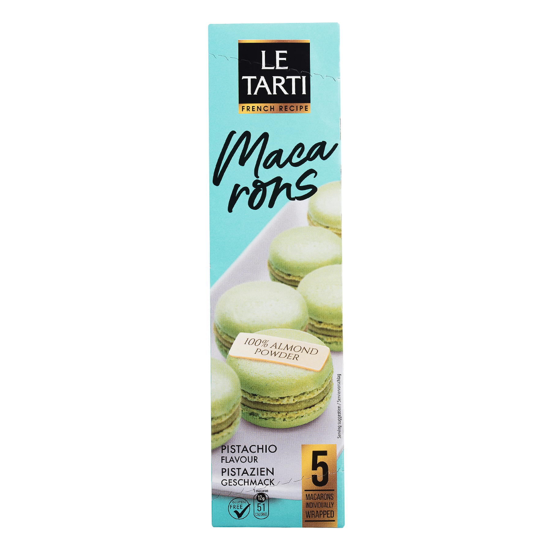 Macarons Pistache Le Tarti Caixa 60g C/5 Unidades