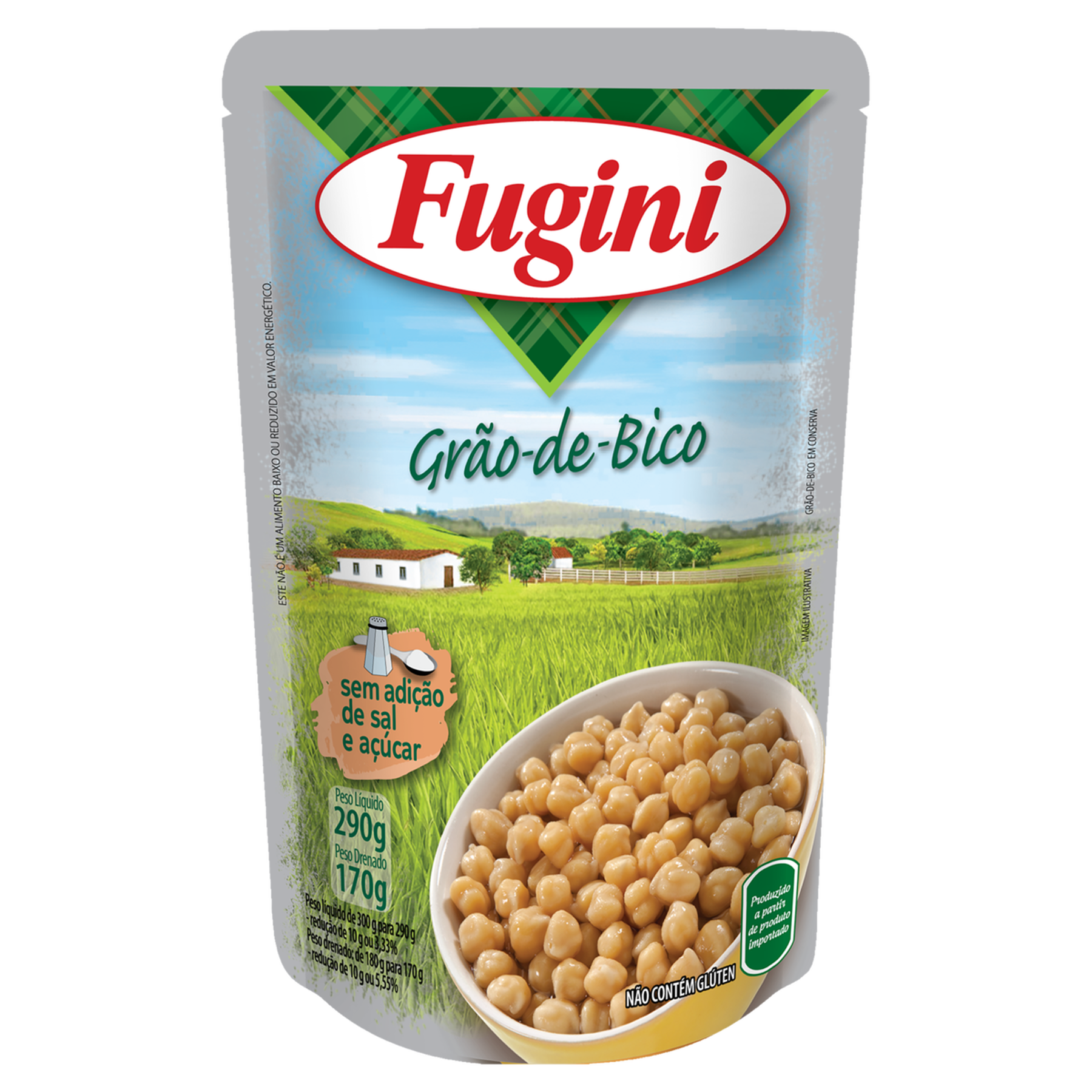 Gr&atilde;o de Bico em Conserva Fugini Sach&ecirc; 170g