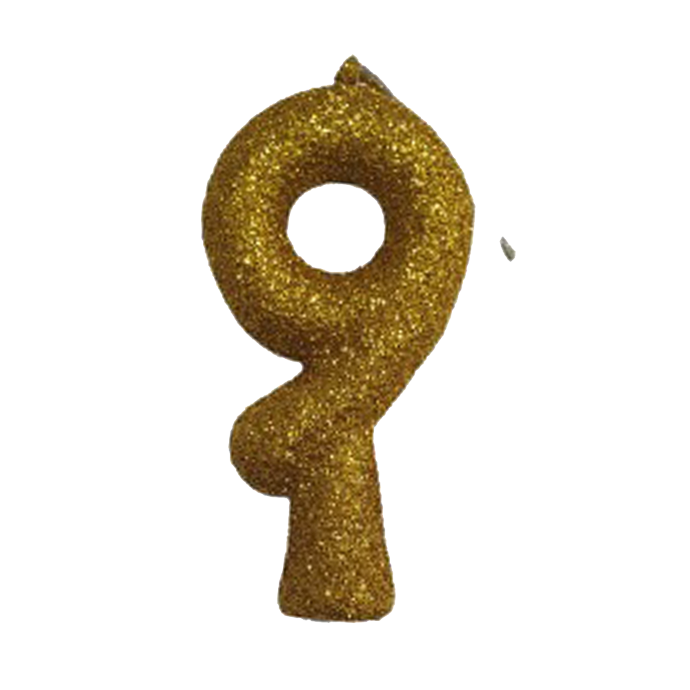 Vela Anivers&aacute;rio Glitter 9 Ouro Valves Festas