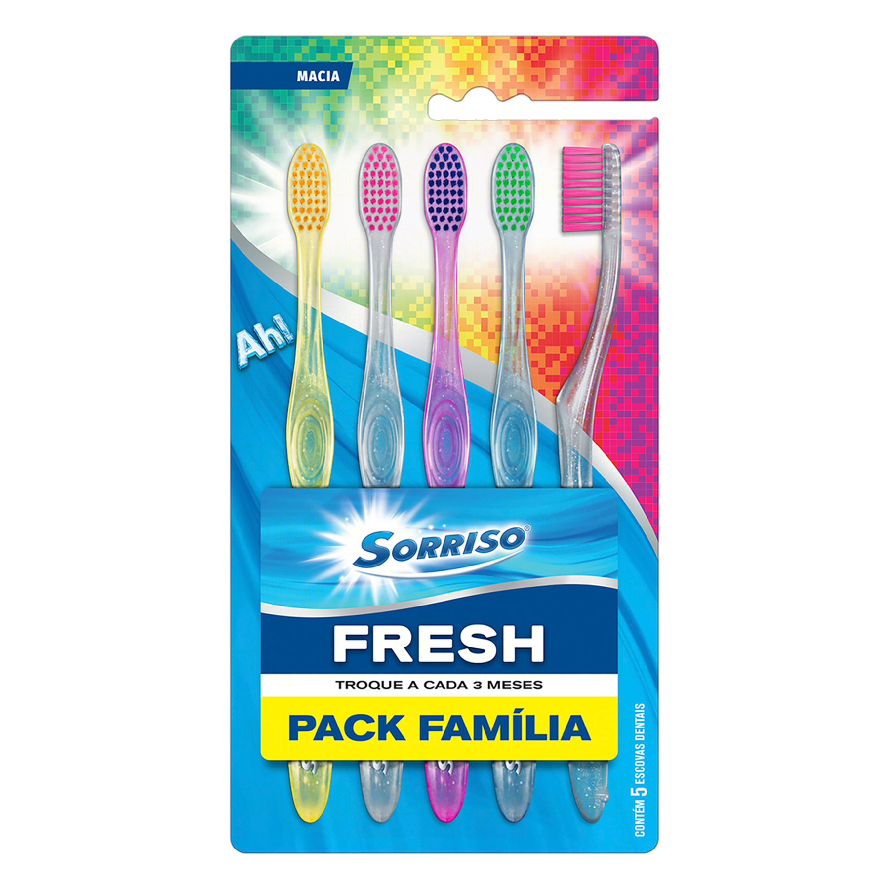 Escova Dental Macia Fresh Sorriso C/5 Unidades - Embalagem Pack Família
