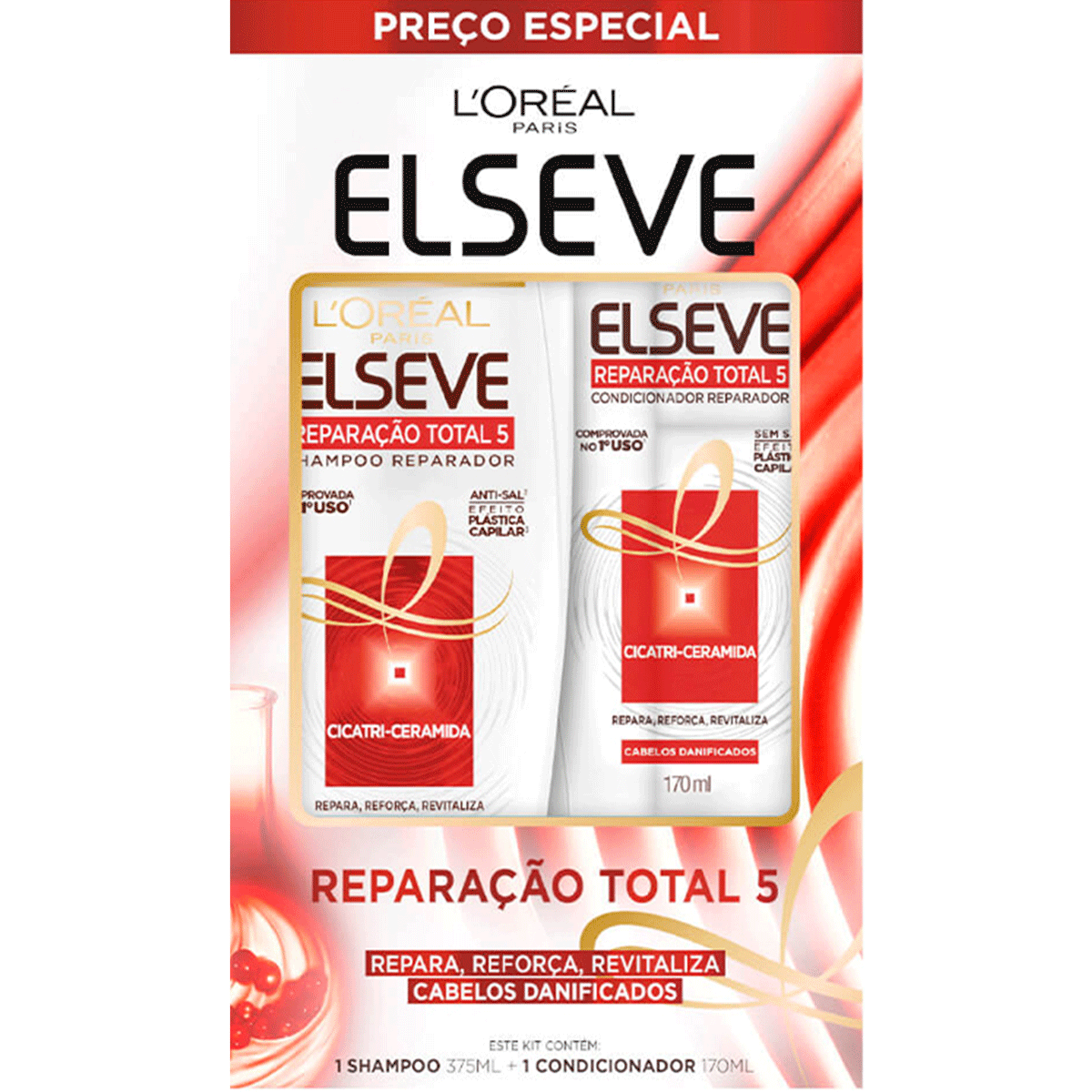 Shampoo 375ml + Condicionador 170ml Repara&ccedil;&atilde;o Total 5 Elseve L'Or&eacute;al Paris