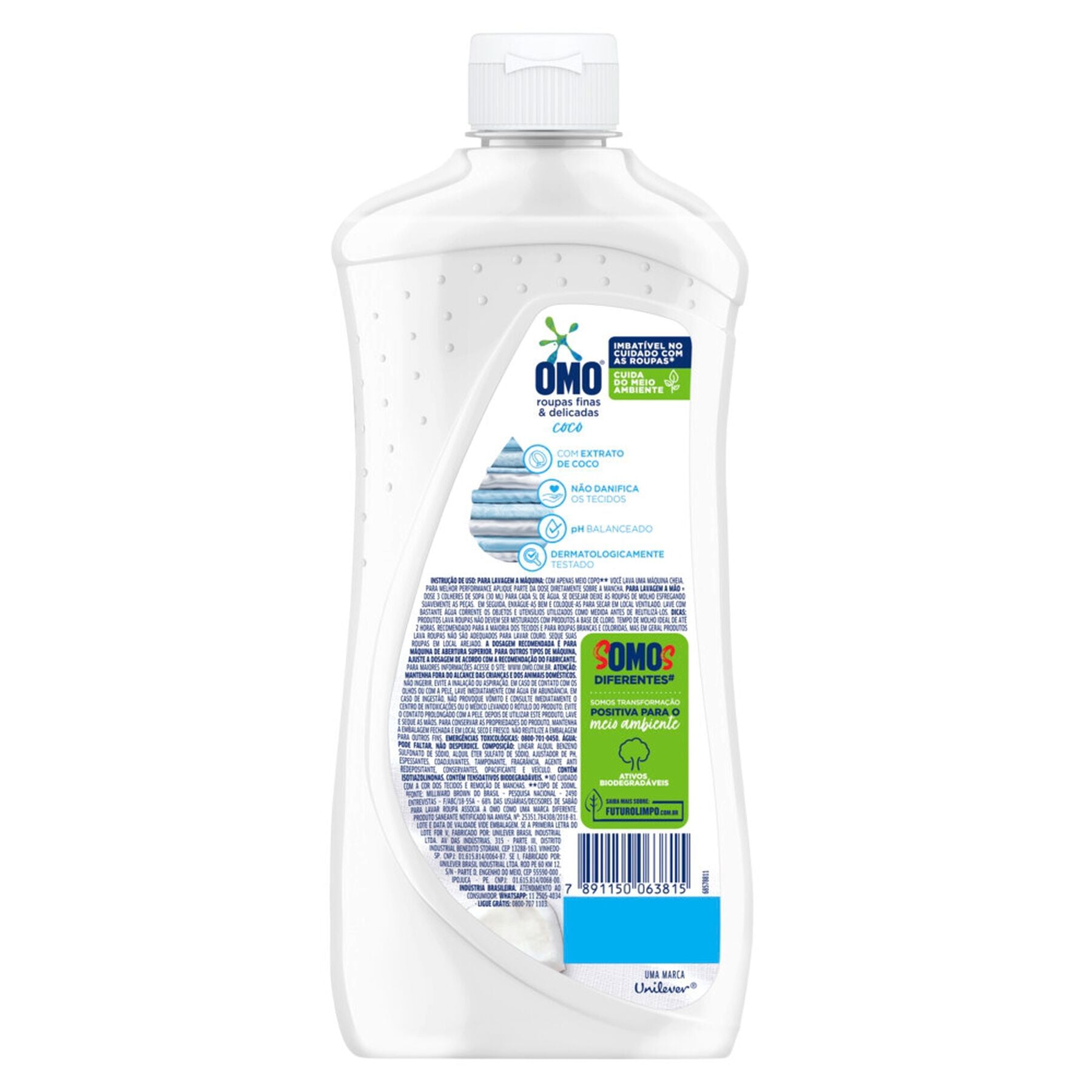 Sab&atilde;o L&iacute;quido Lava Roupas Finas e Delicadas Coco Omo Frasco 900ml&nbsp;