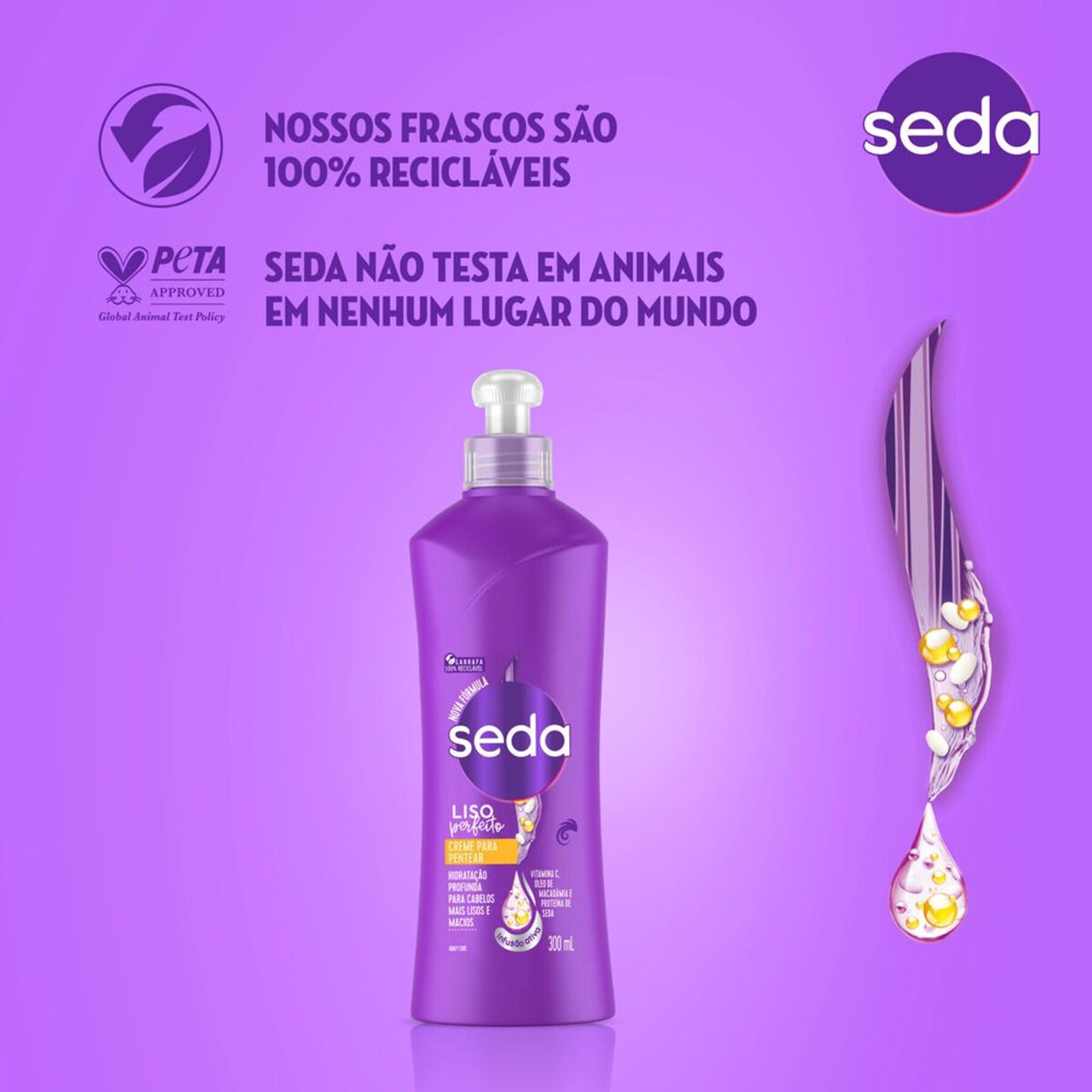 Creme para Pentear Liso Perfeito Seda Cocriações Frasco 300ml