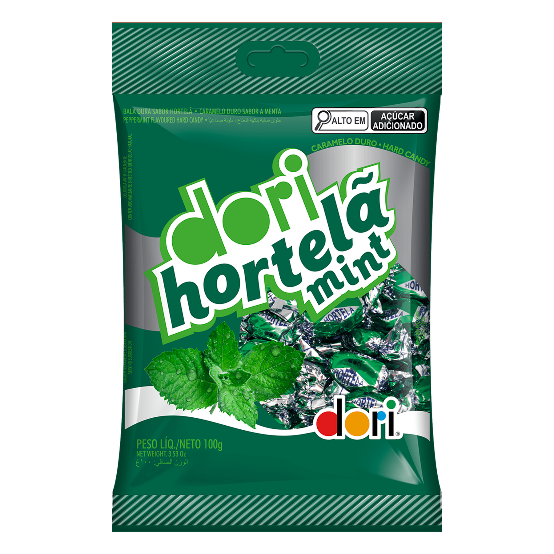 Bala Dura Dori Hortel&atilde; Mint Pacote 100g
