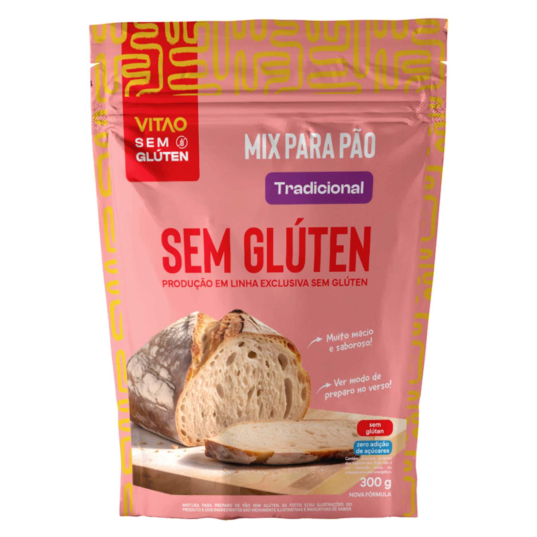 Mix para P&atilde;o Tradicional Sem Gl&uacute;ten Vitao Pacote 300g