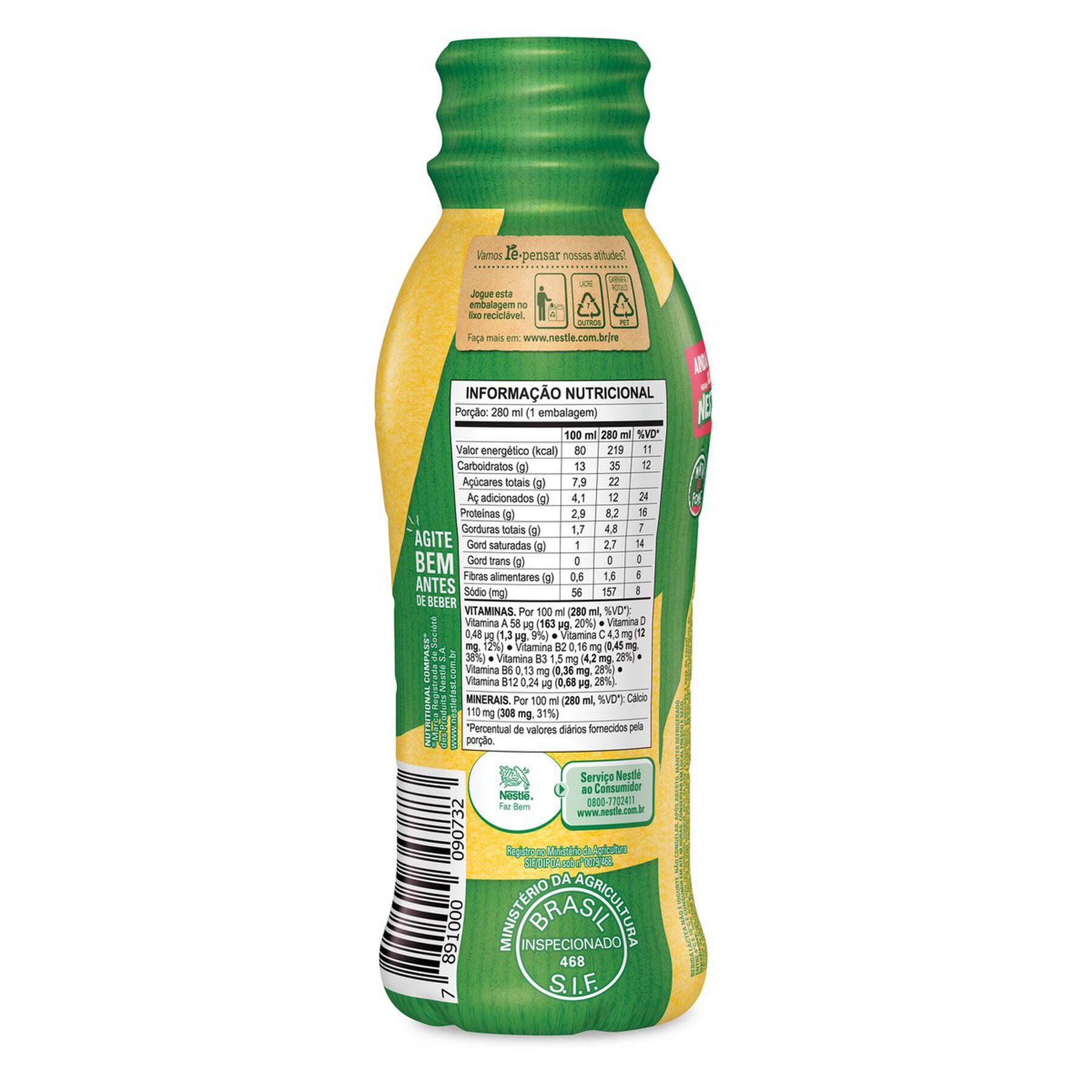Bebida L&aacute;ctea UHT Vitamina de Ma&ccedil;&atilde;, Banana e Mam&atilde;o Neston Frasco 280ml&nbsp;