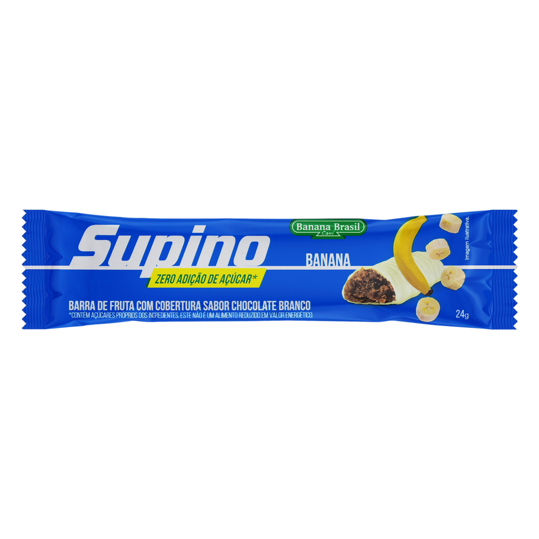 Barra de Frutas Banana Cobertura Chocolate Branco Supino Pacote 24g&nbsp;