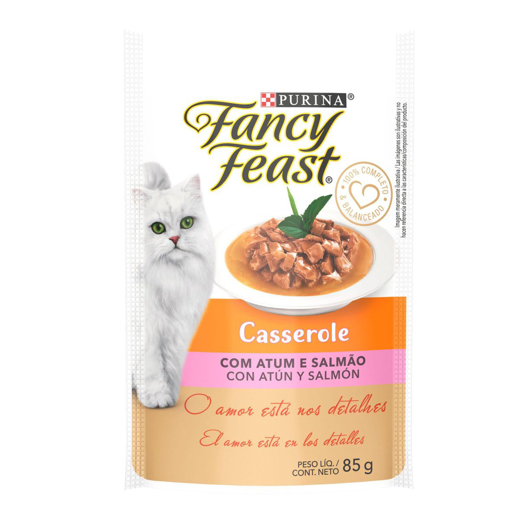 Alimento para Gatos Adultos Casserole com Atum e Salmão Fancy Feast Purina Sachê 85g