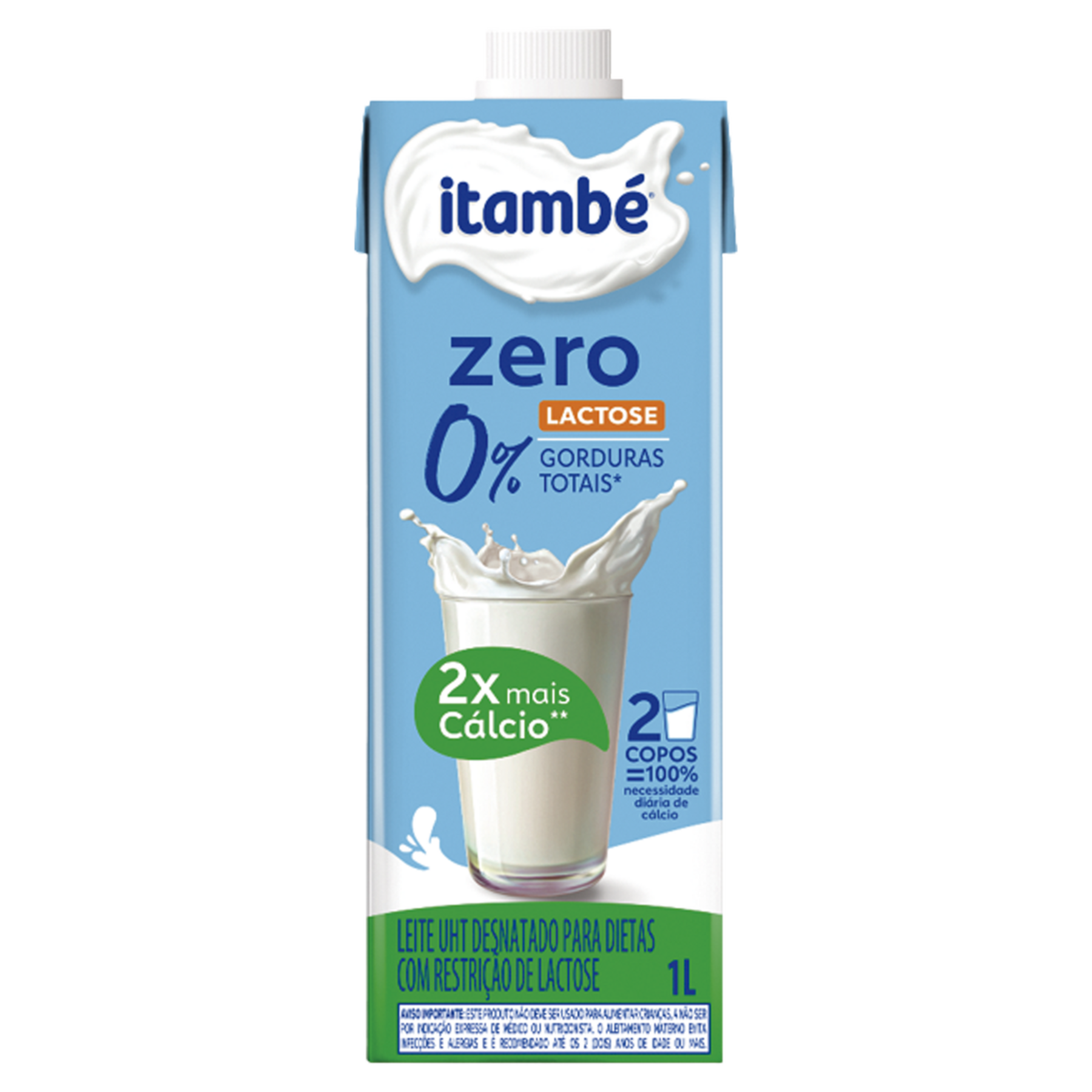 Leite UHT Desnatado Zero Lactose Itamb&eacute; Caixa com Tampa 1l