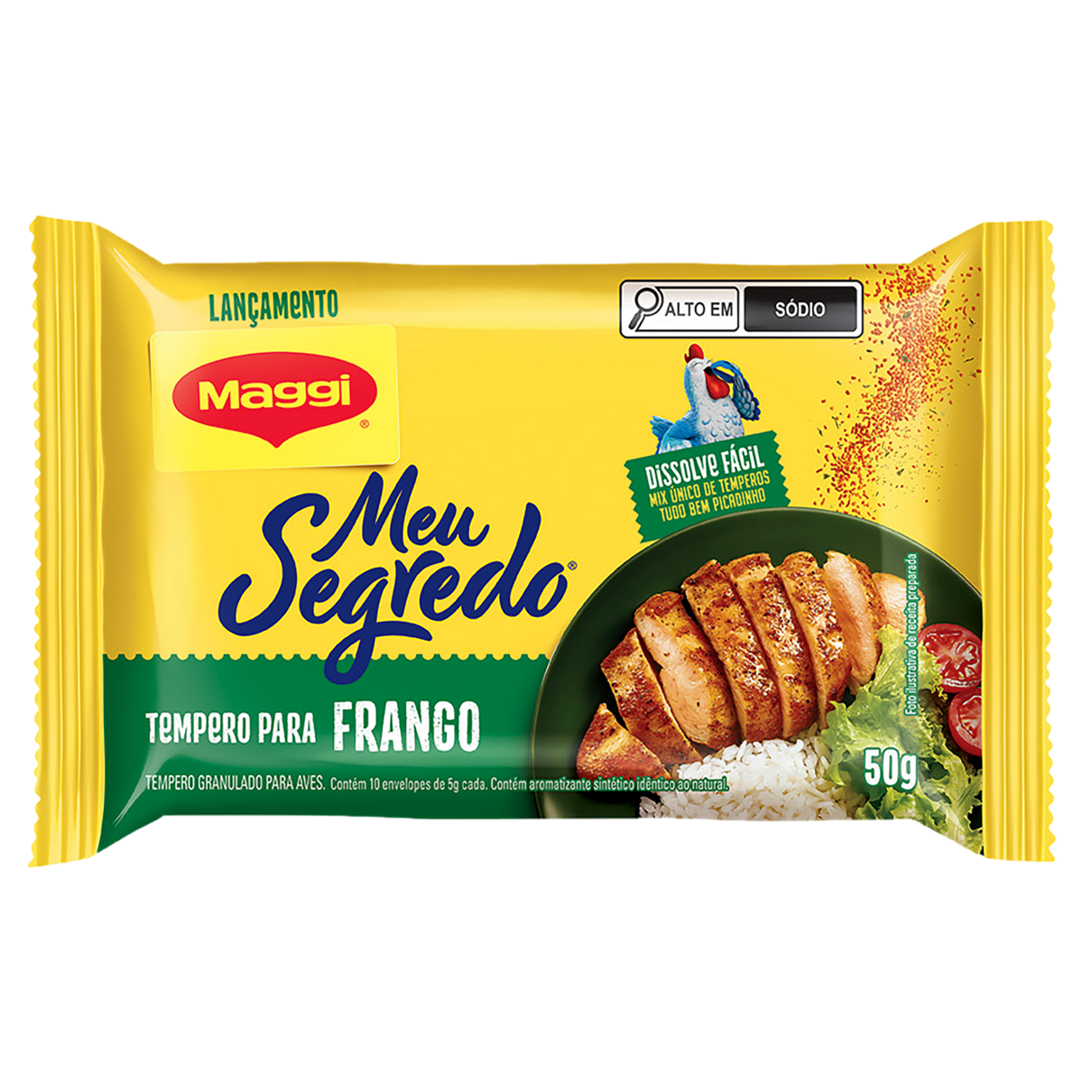 Tempero Granulado para Frango Meu Segredo Maggi Pacote 50g C/10 Unidades