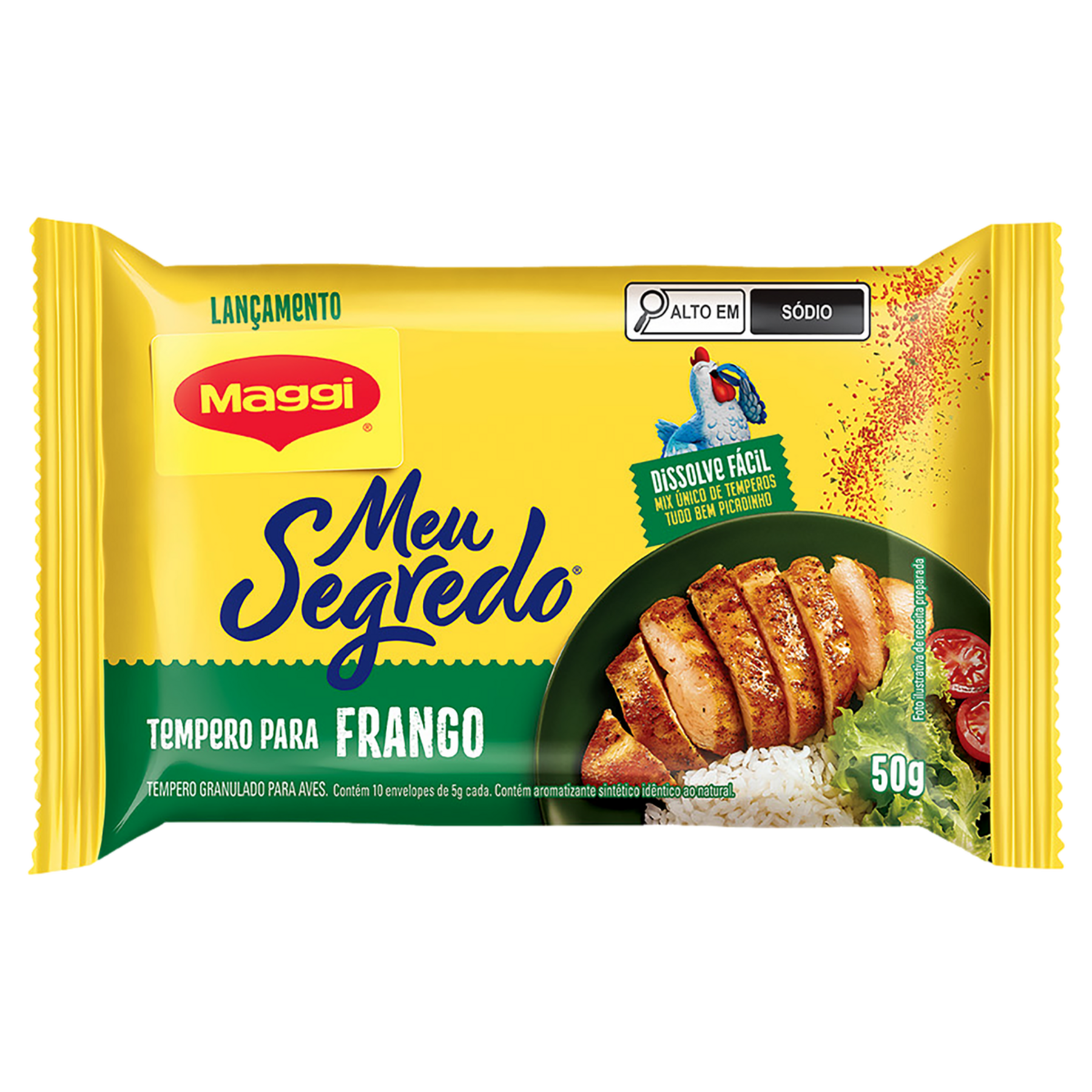 Tempero Granulado para Frango Meu Segredo Maggi Pacote 50g C/10 Unidades