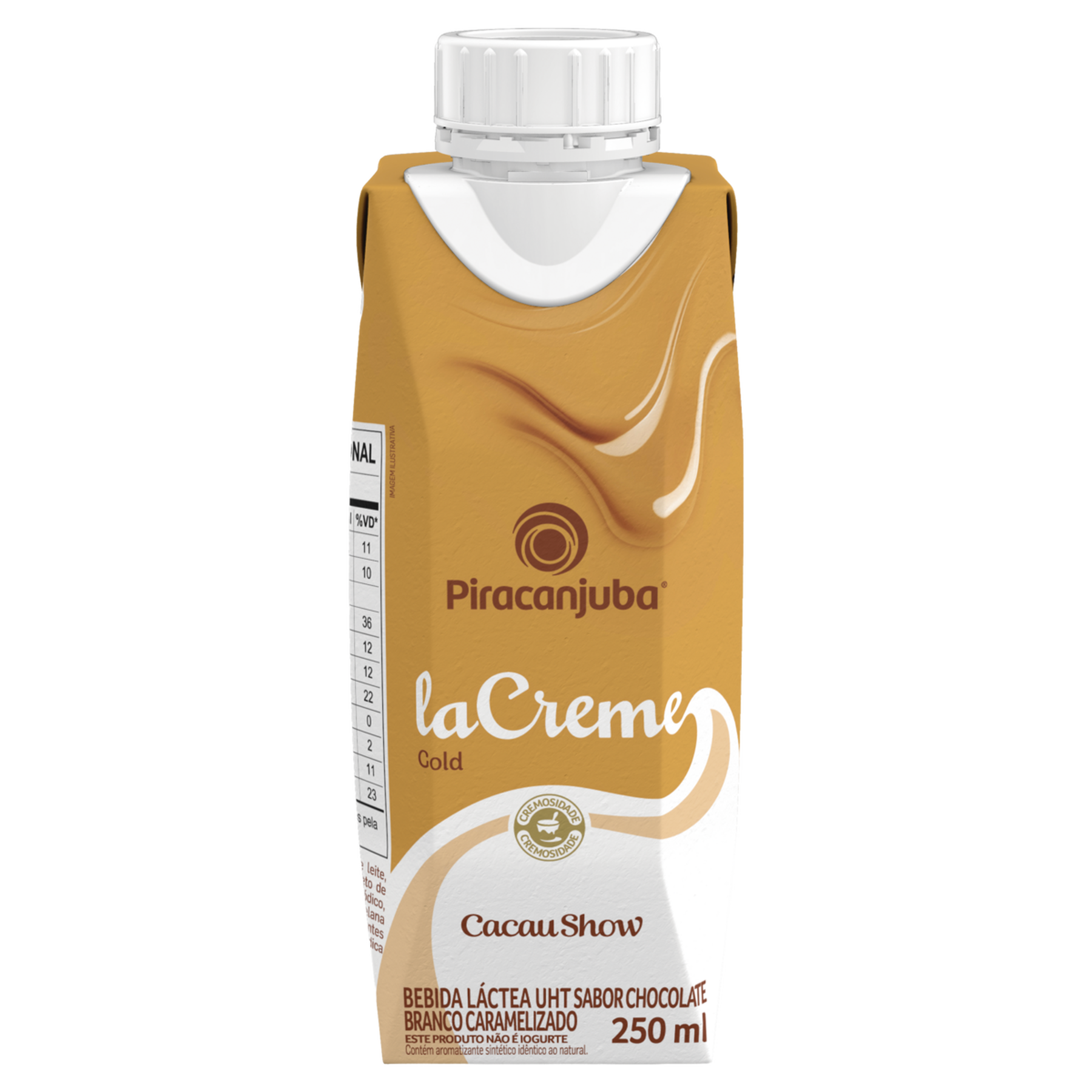 Bebida L&aacute;ctea UHT La Creme Gold Cacau Show Piracanjuba Caixa 250ml
