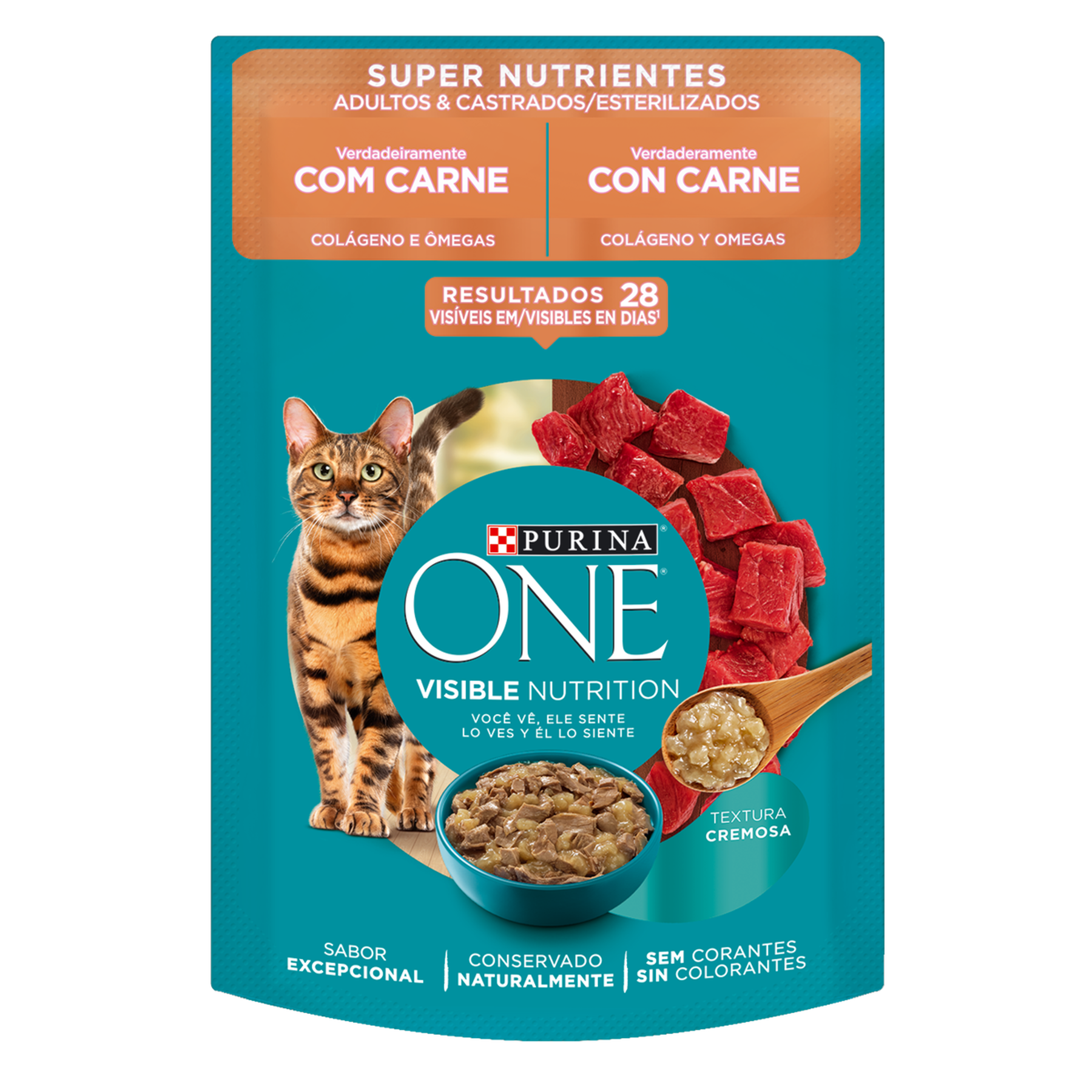 Alimento para Gatos Adultos Castrados Carne Purina One Super Nutrientes Sachê 85g