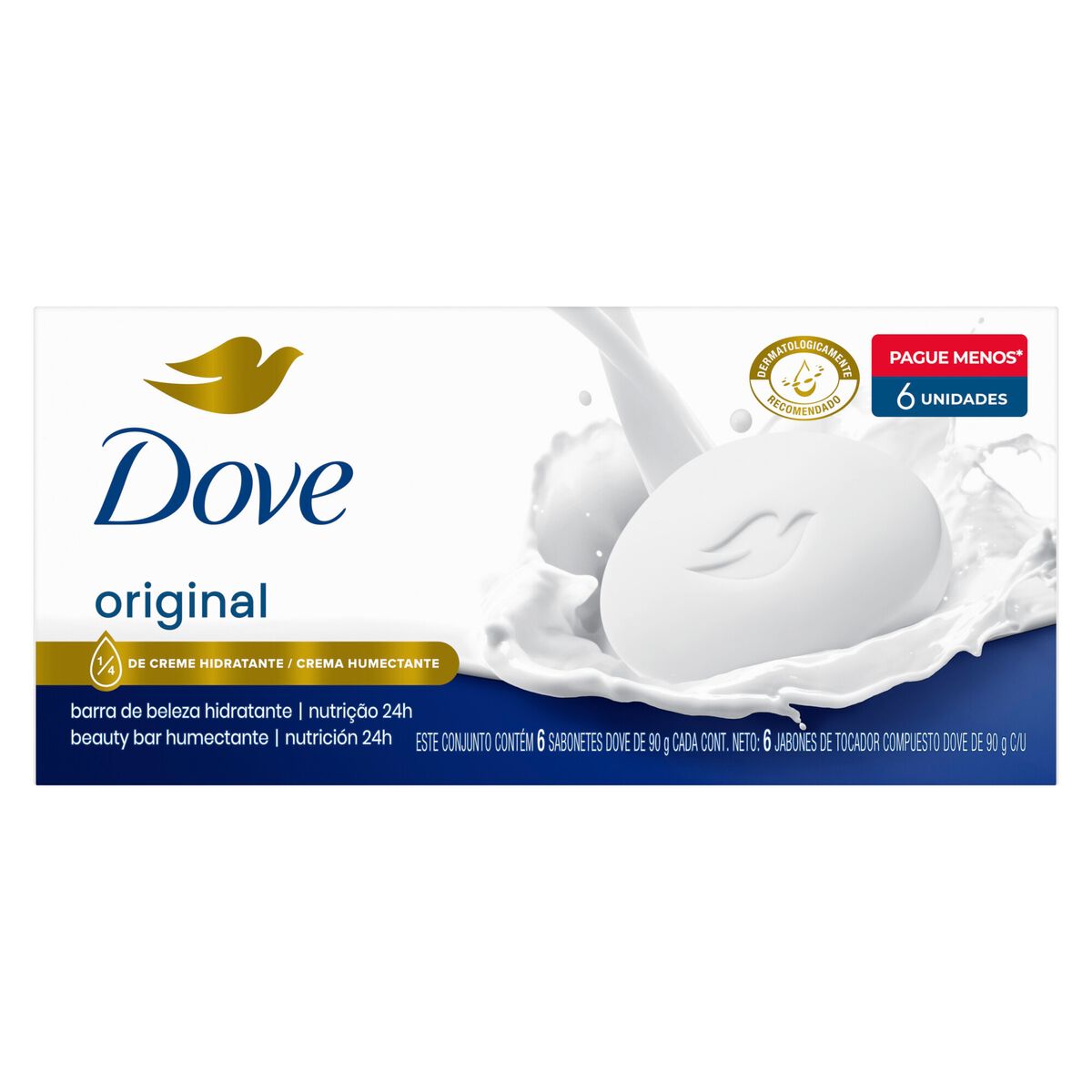 Pack Sabonete em Barra Original Dove Cartucho 6 Unidades 90g Cada Leve Mais Pague Menos