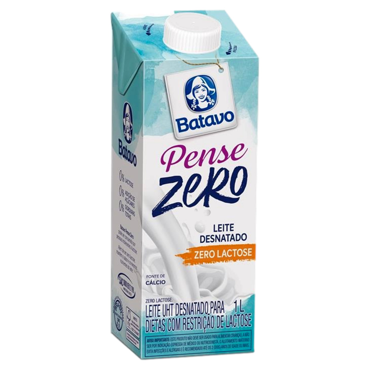 Leite UHT Desnatado Zero Lactose Pense Zero Batavo Caixa com Tampa 1l