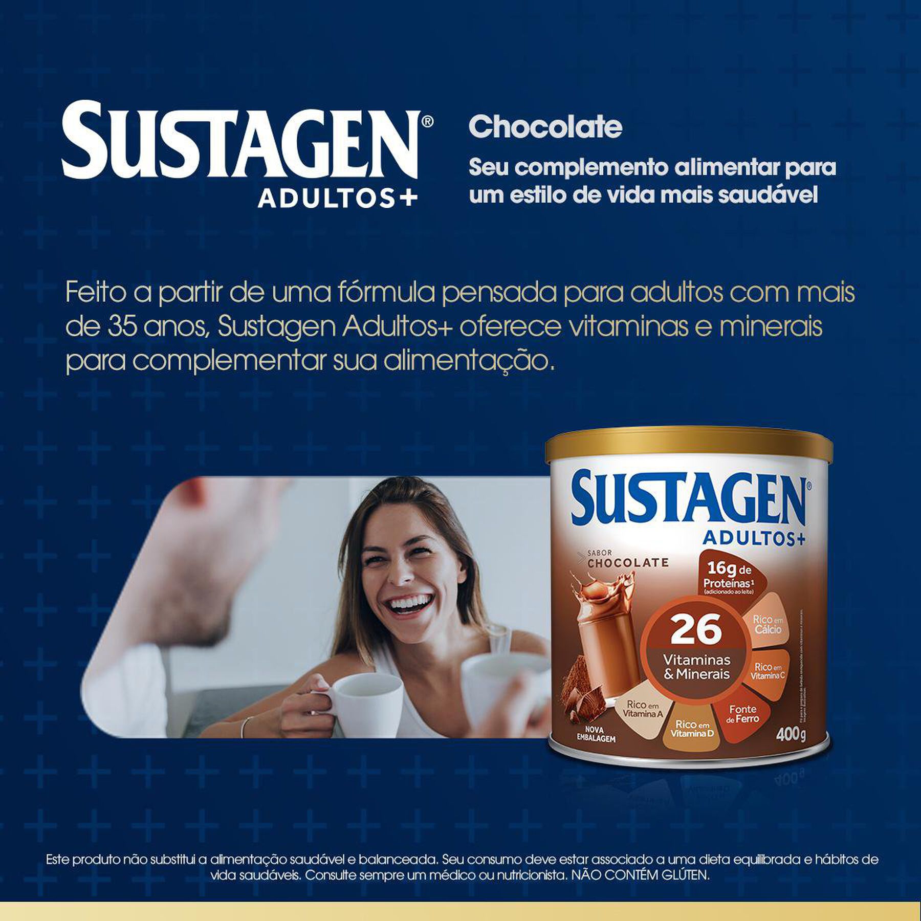 Complemento Alimentar Chocolate Sustagen Adultos+ Lata 400g