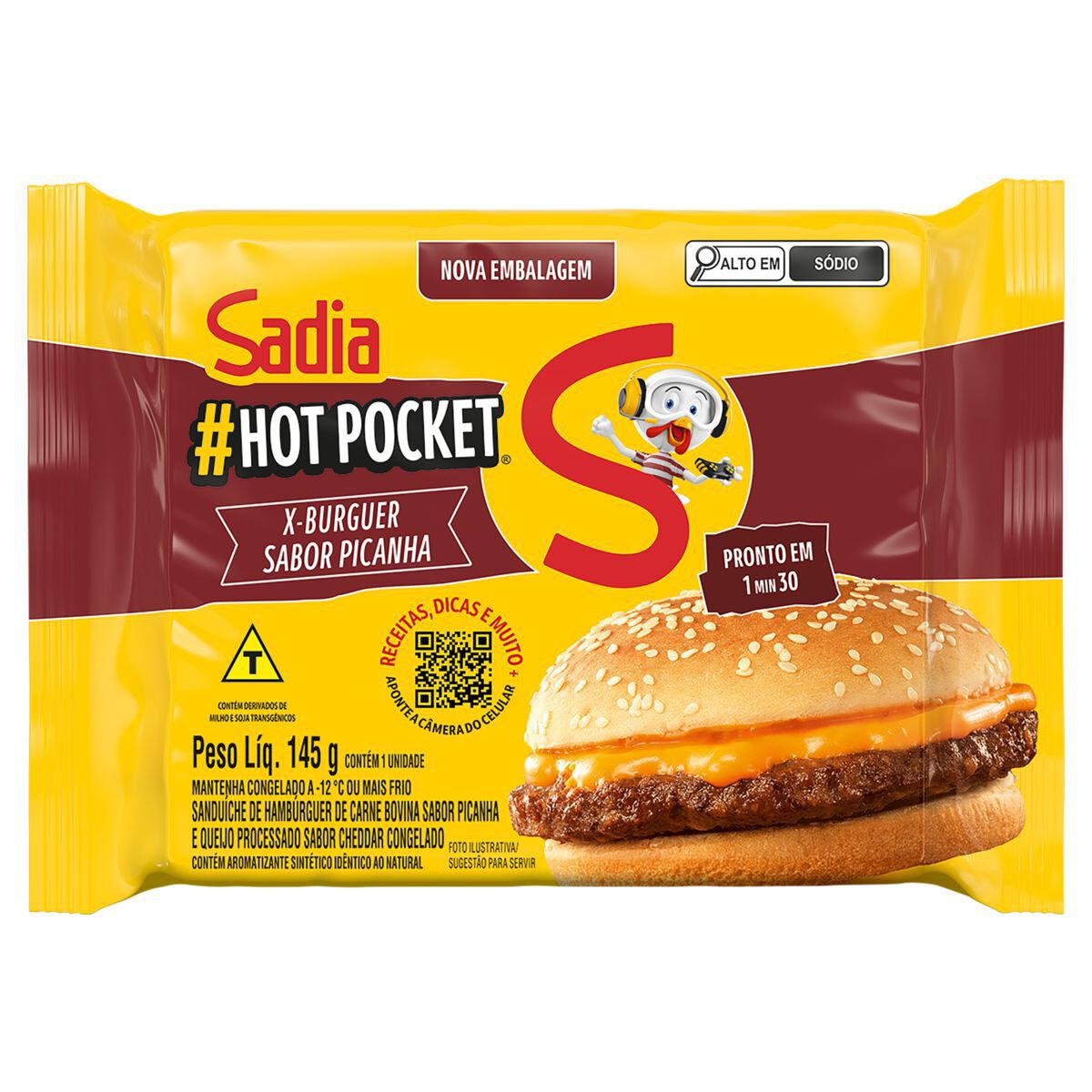Sandu&iacute;che Hot Pocket X-Picanha Sadia Pacote 145g