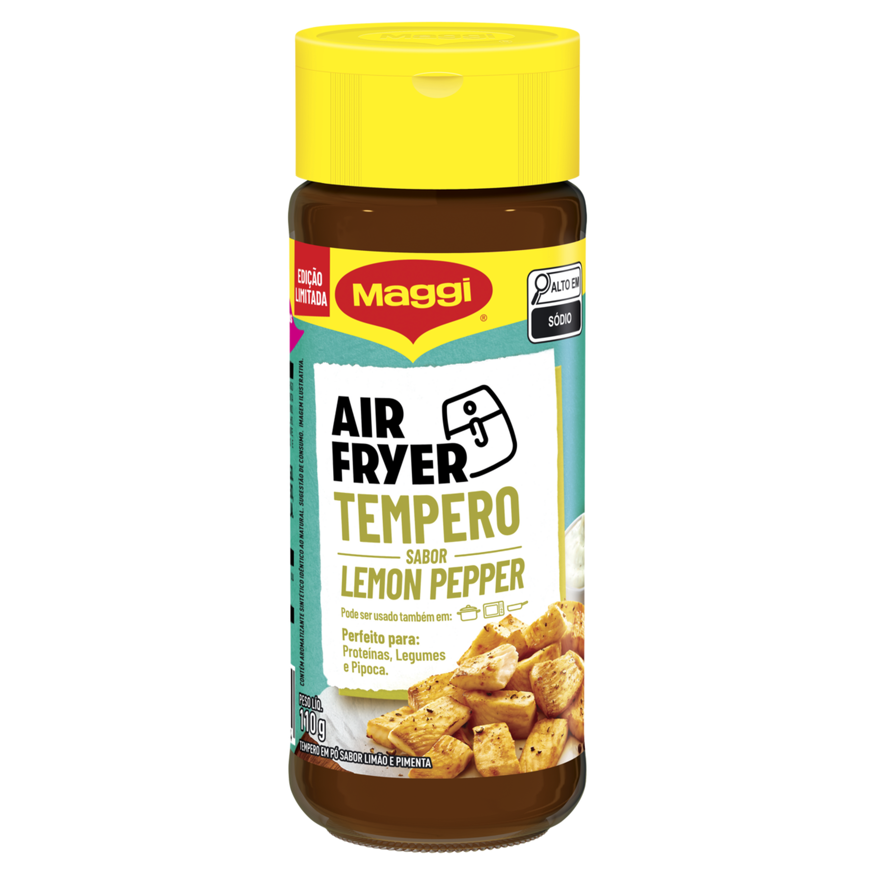 Tempero em P&oacute; Lemon Pepper Maggi Air Fryer Vidro 110g