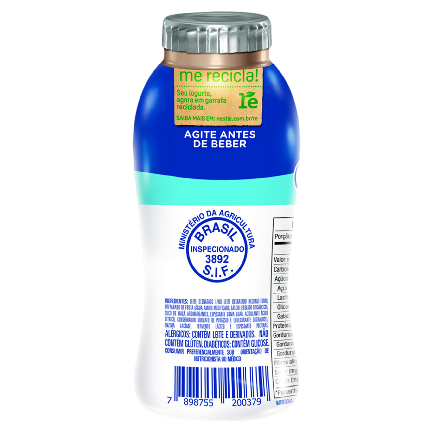 Iogurte Desnatado Batido Zero Lactose Nestl&eacute; Frasco 170g