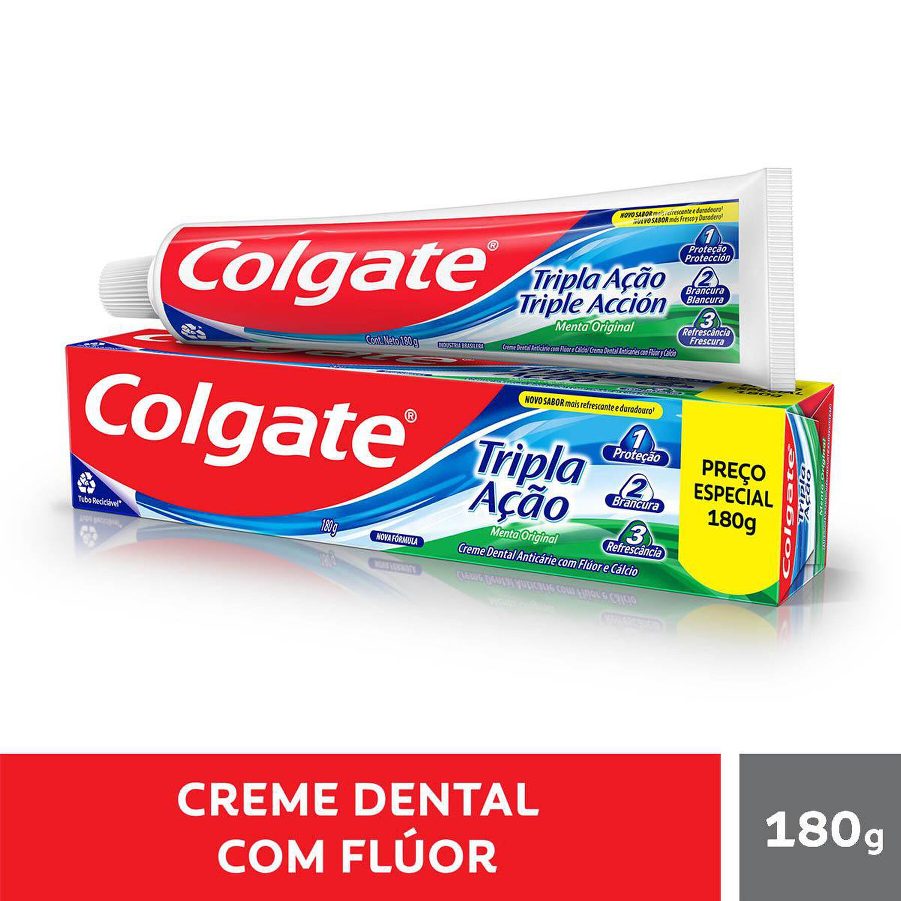 Creme Dental Menta Original Colgate Tripla Ação Caixa 180g - Embalagem Preço Especial