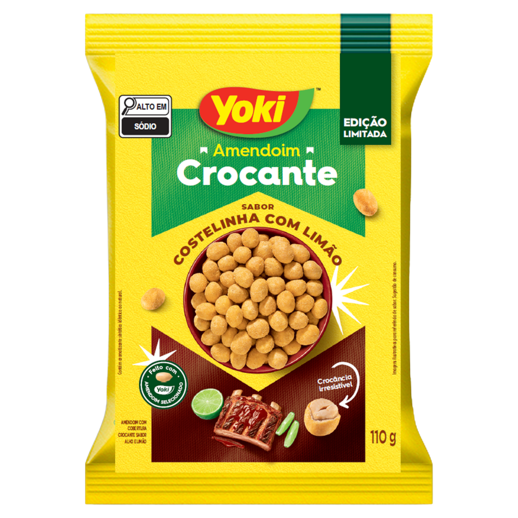 Amendoim Crocante Costelinha com Lim&atilde;o Yoki Pacote 110g