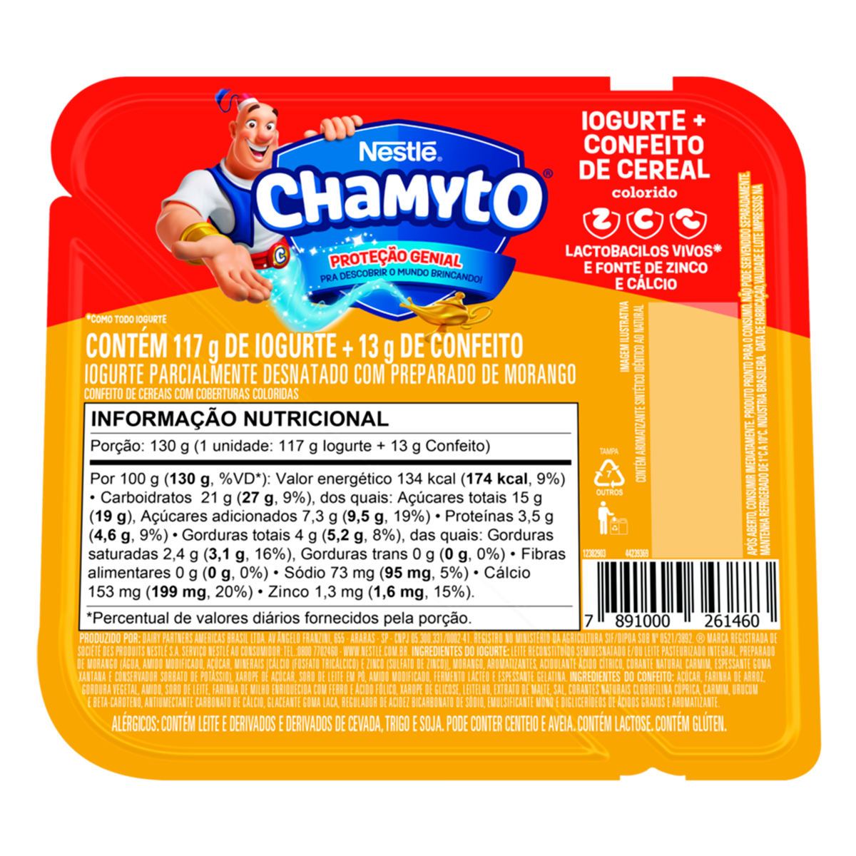 Iogurte de Morango com Cereais Coloridos Chamyto Nestl&eacute; Pote 130g