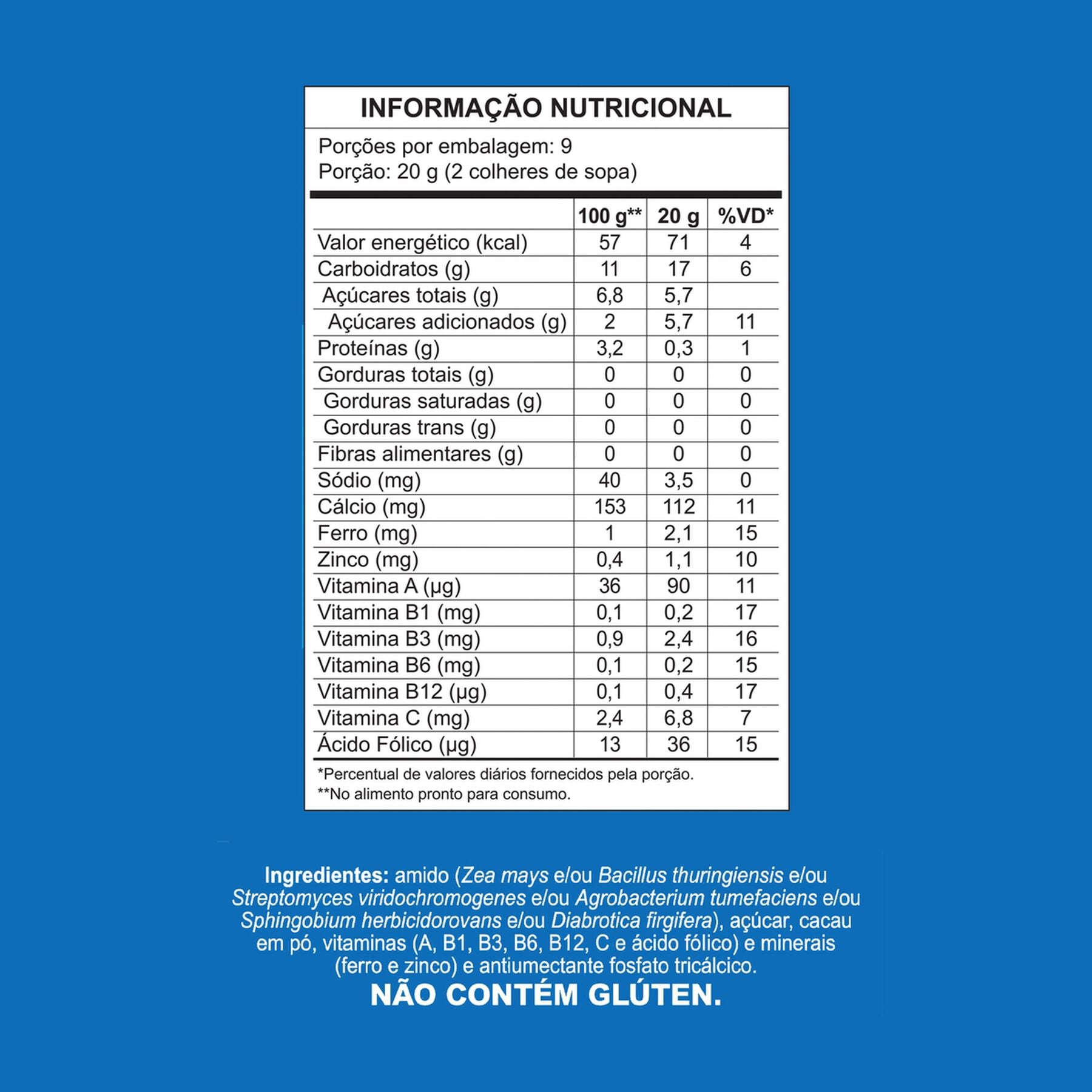 Mingau Chocolate Cremogema Maizena Caixa 180g&nbsp;
