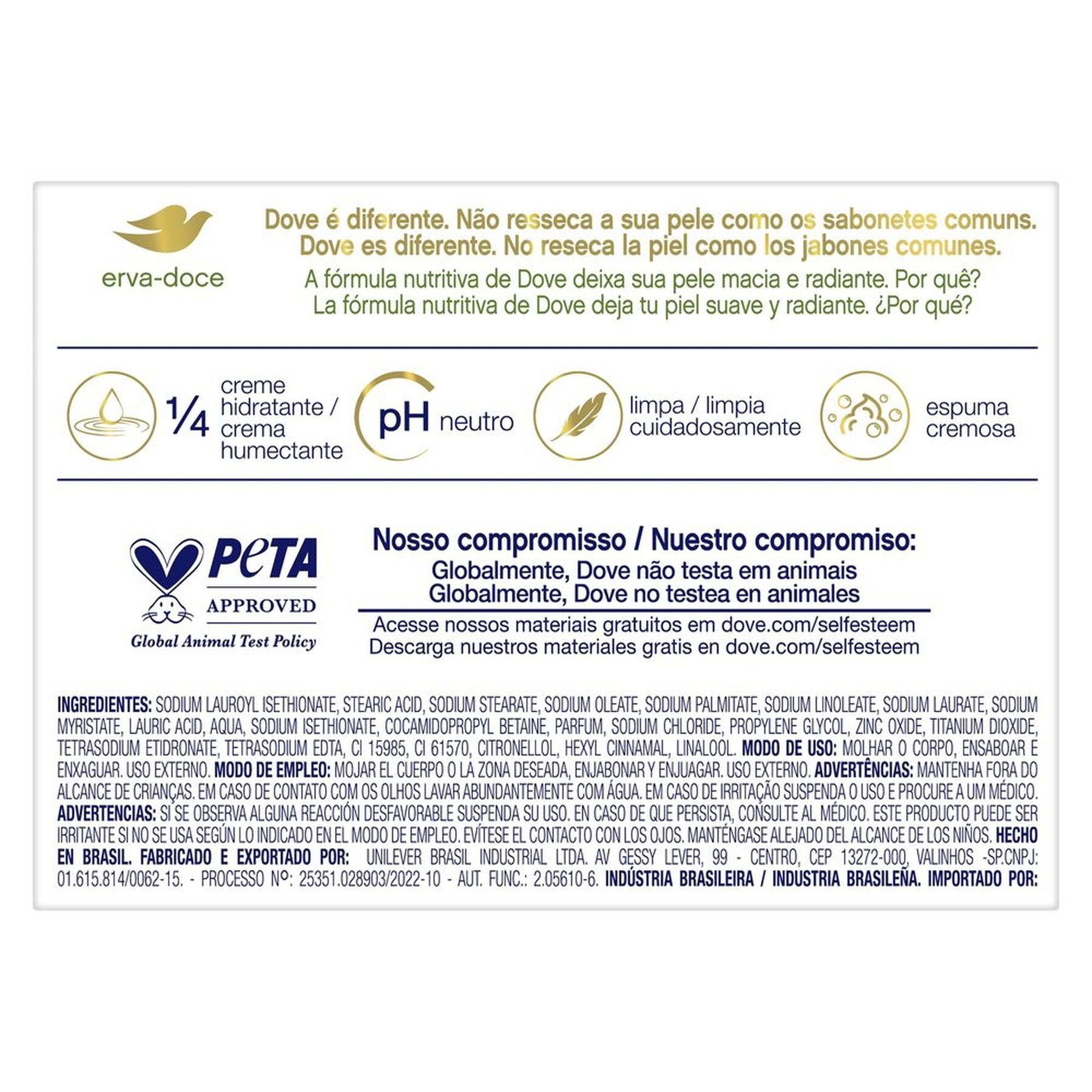 Sabonete Barra Erva-Doce e Camomila Dove Caixa 90g