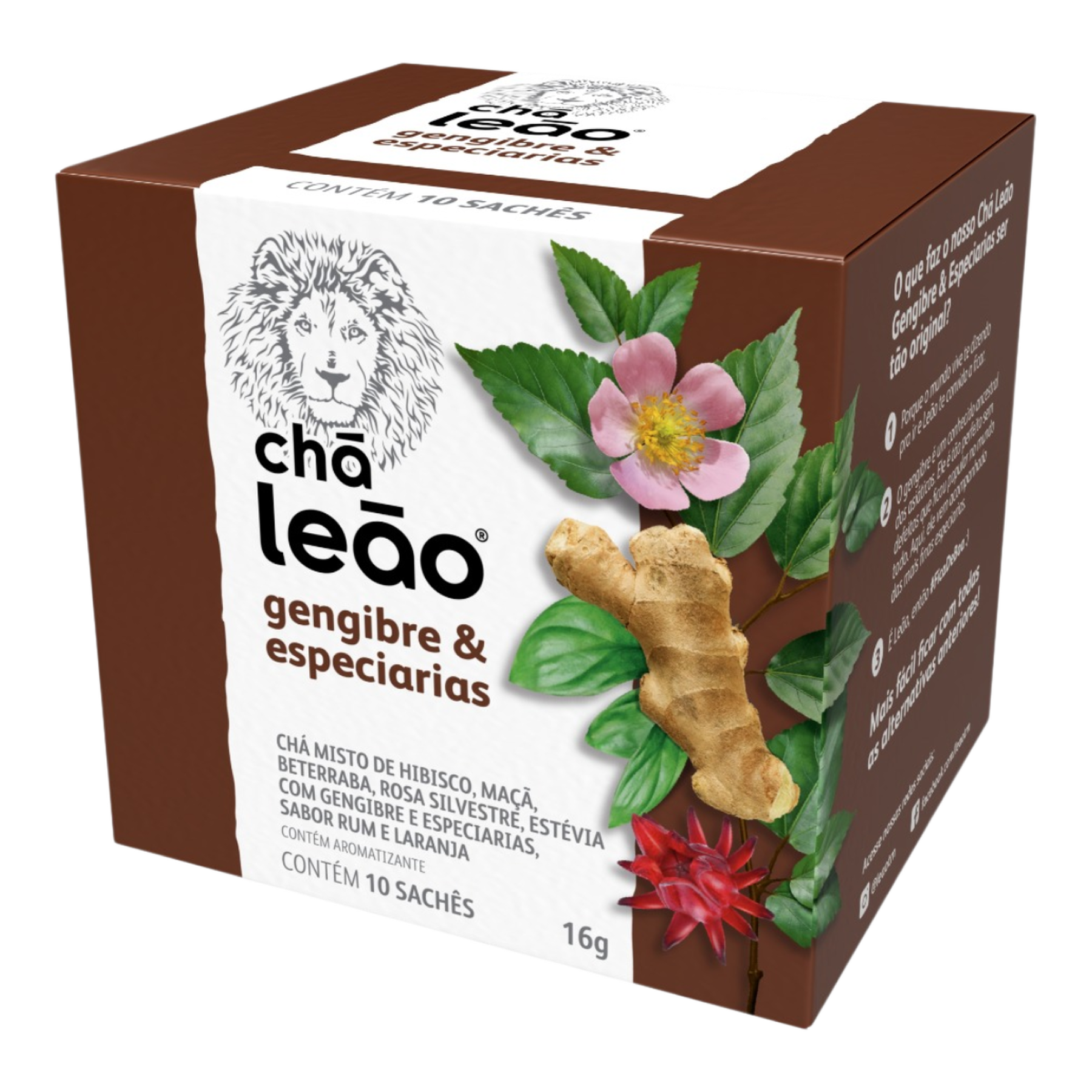 Ch&aacute; Gengibre e Especiarias Ch&aacute; Le&atilde;o Caixa 16g 10 Unidades