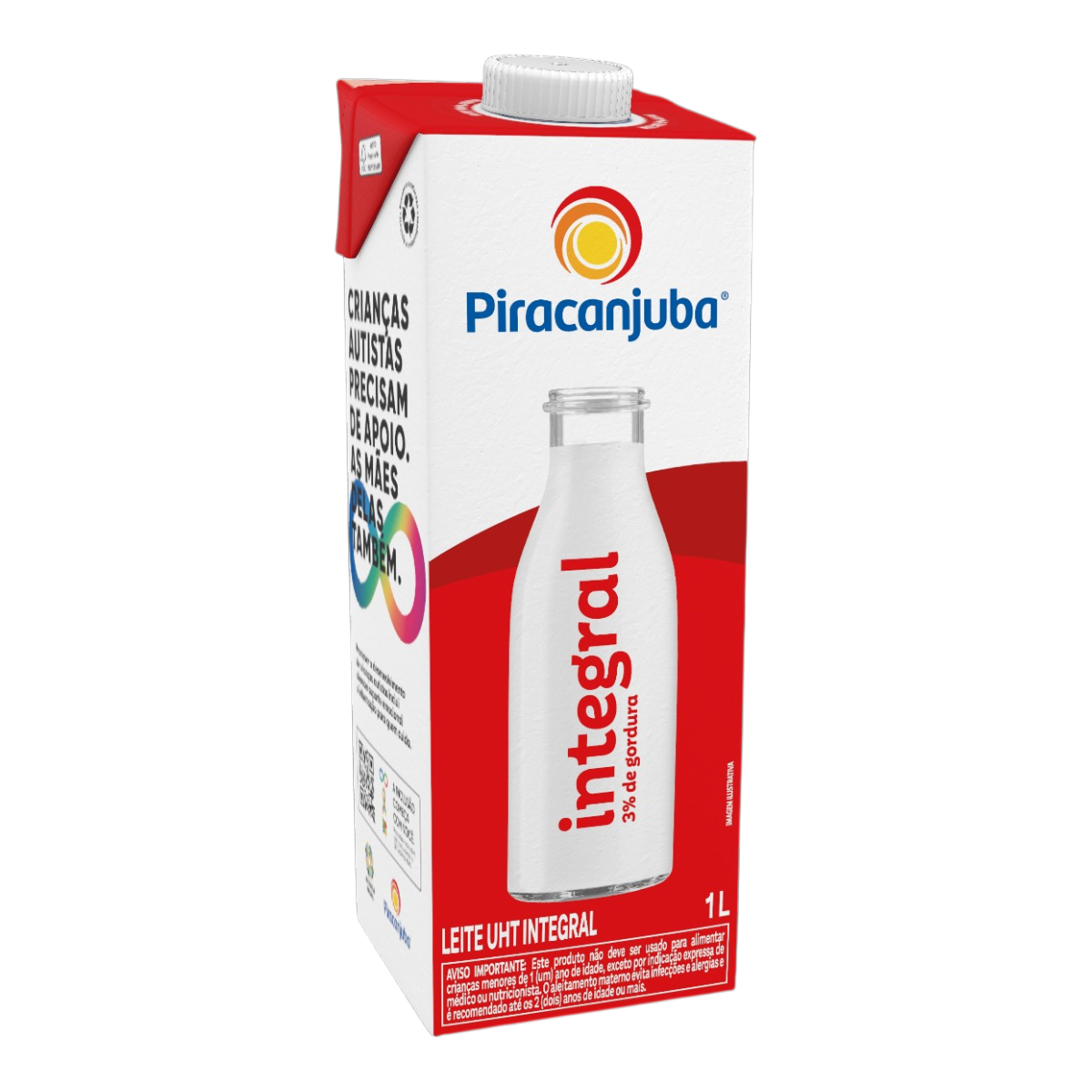 Leite UHT Integral Piracanjuba Caixa com Tampa 1l