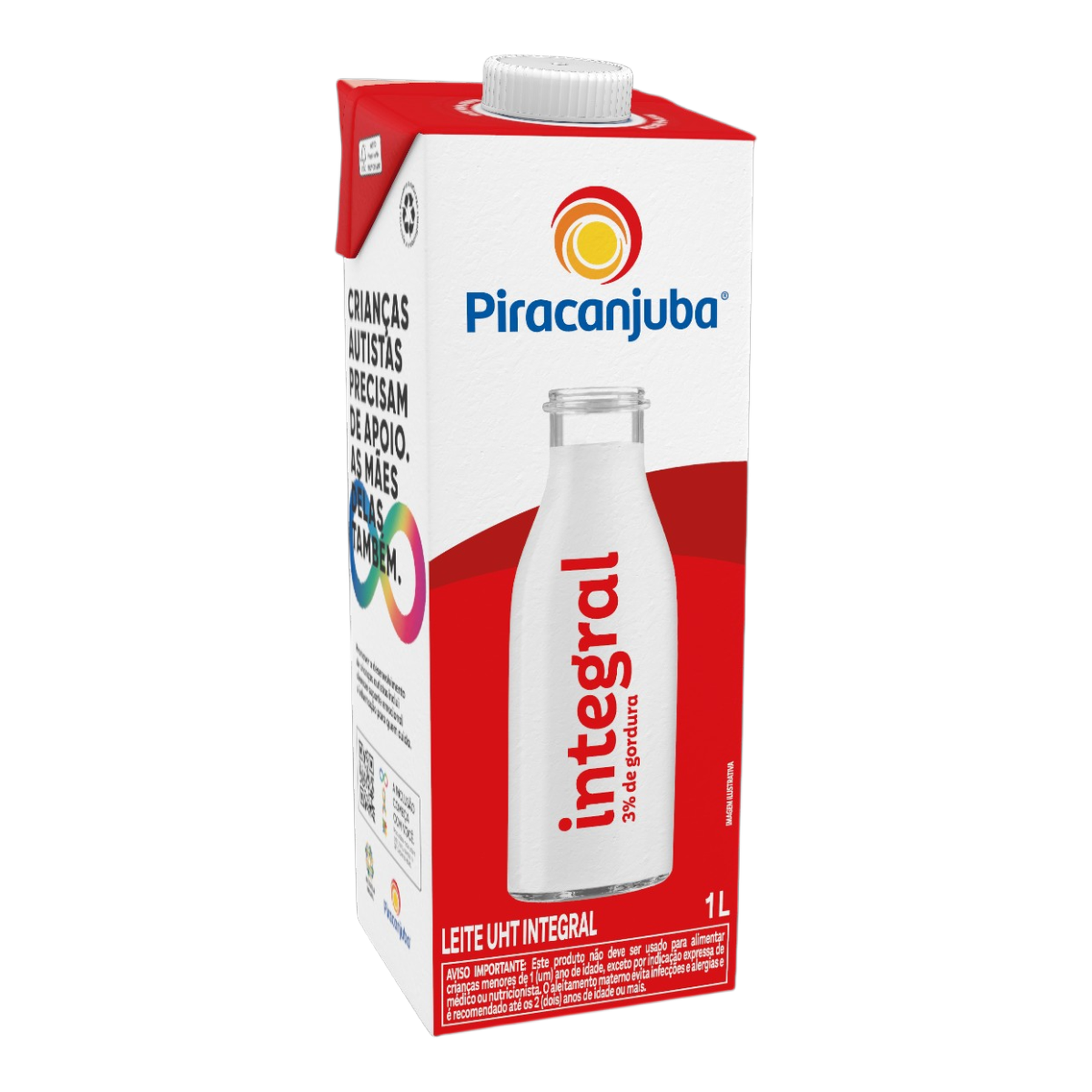Leite UHT Integral Piracanjuba Caixa com Tampa 1l