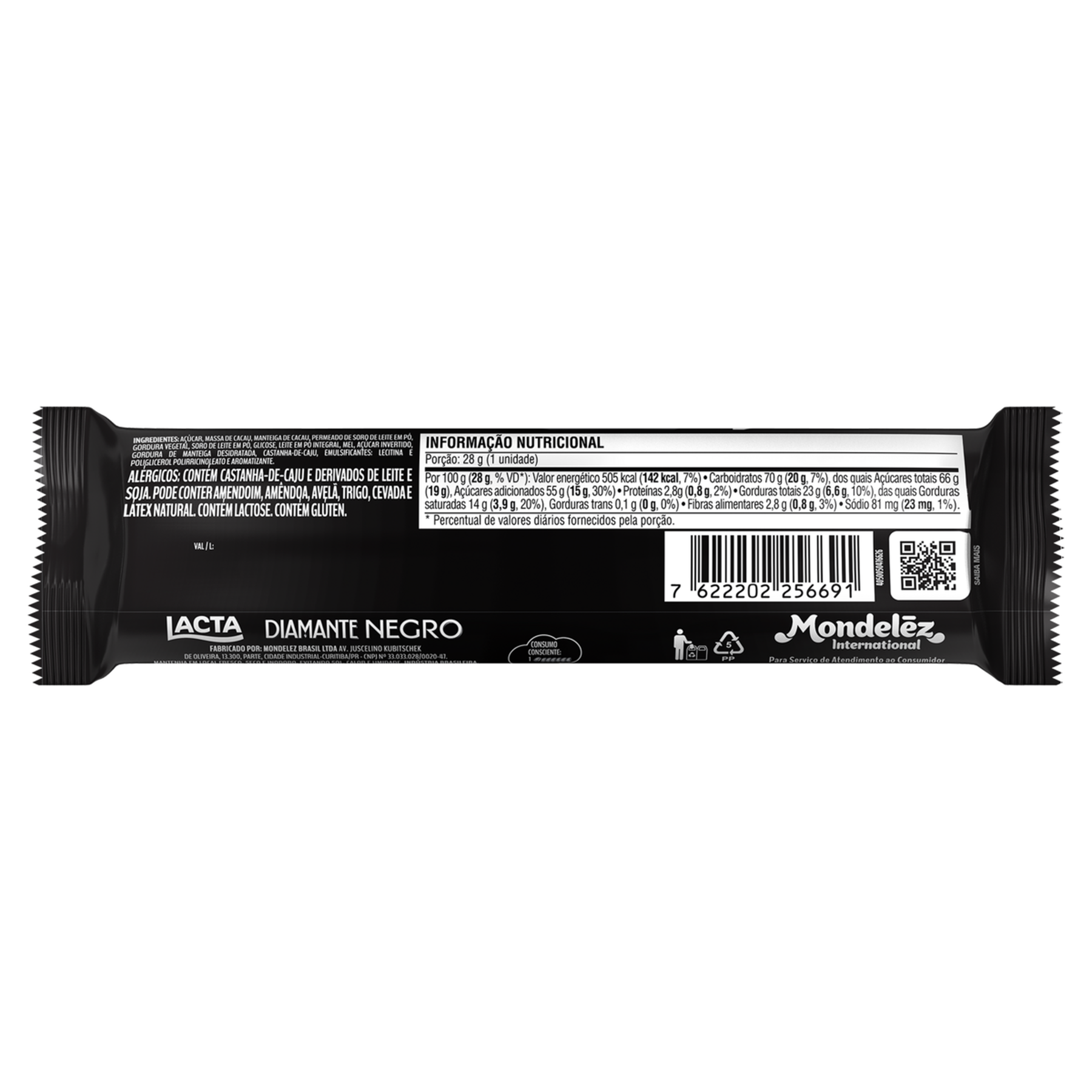 Chocolate ao Leite Diamante Negro Lacta Pacote 28g