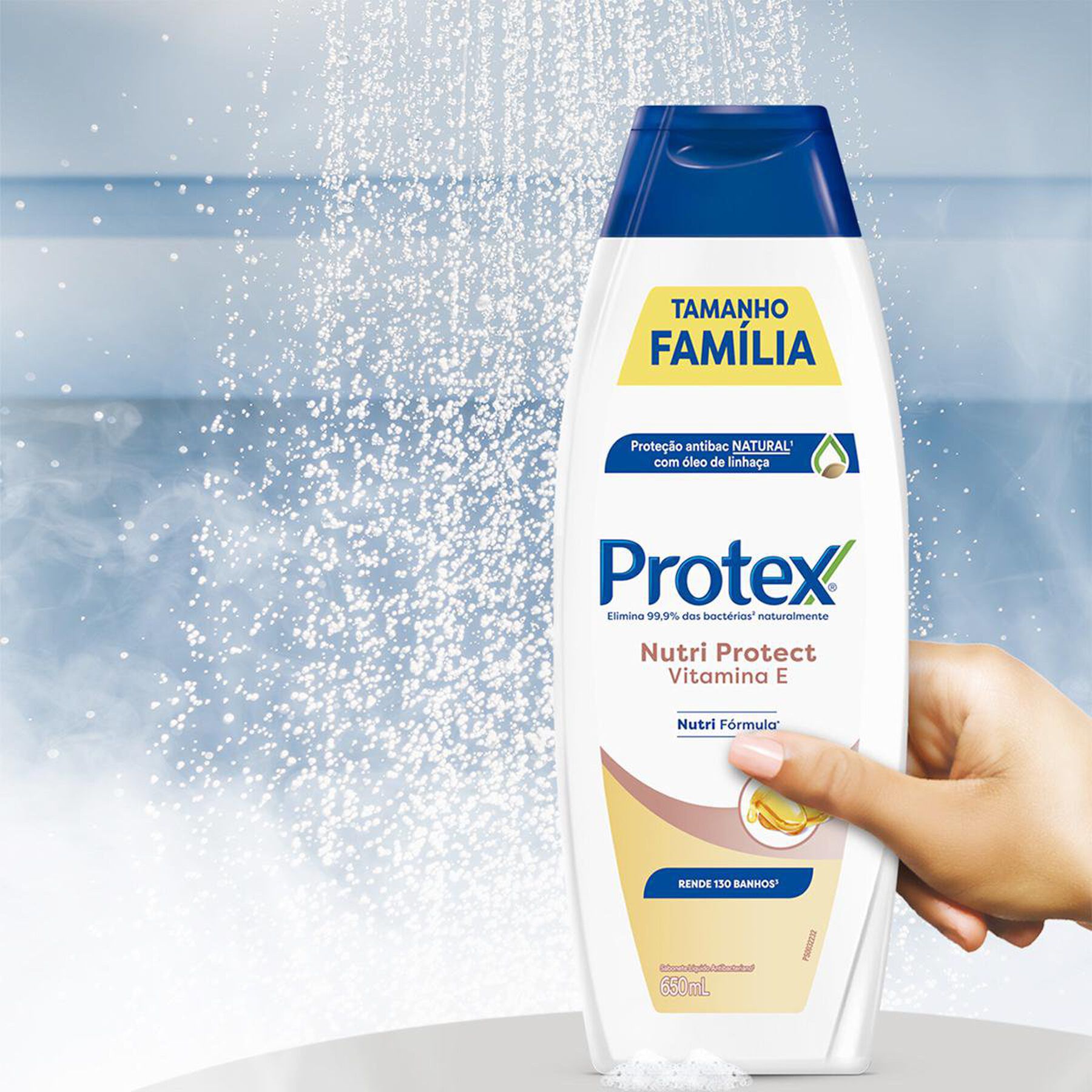 Sabonete Líquido Antibacteriano Nutri Protect Vitamina E Protex Frasco 650ml - Embalagem Tamanho Família
