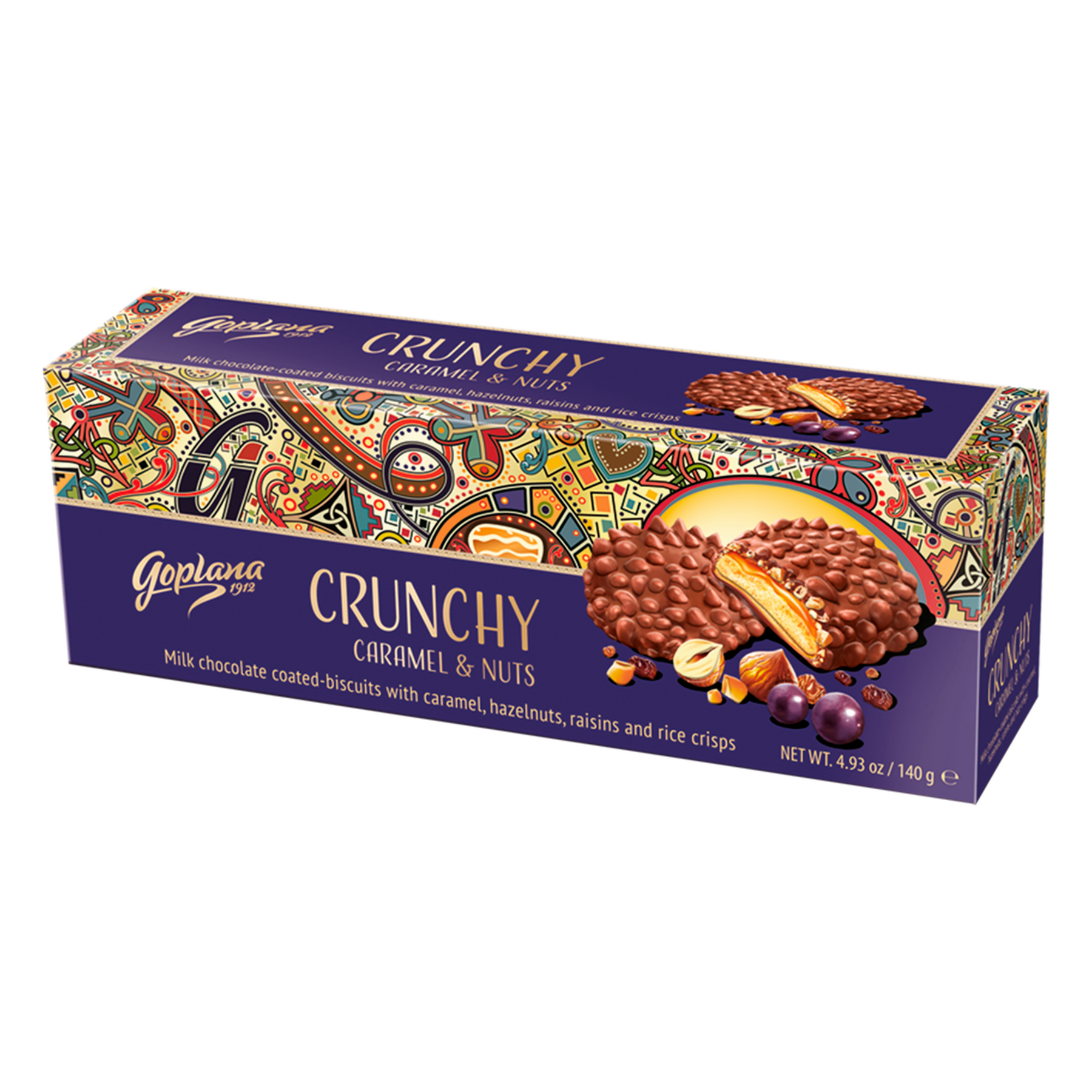 Biscoito Crunchy Caramel and Nuts Goplana Caixa 140g