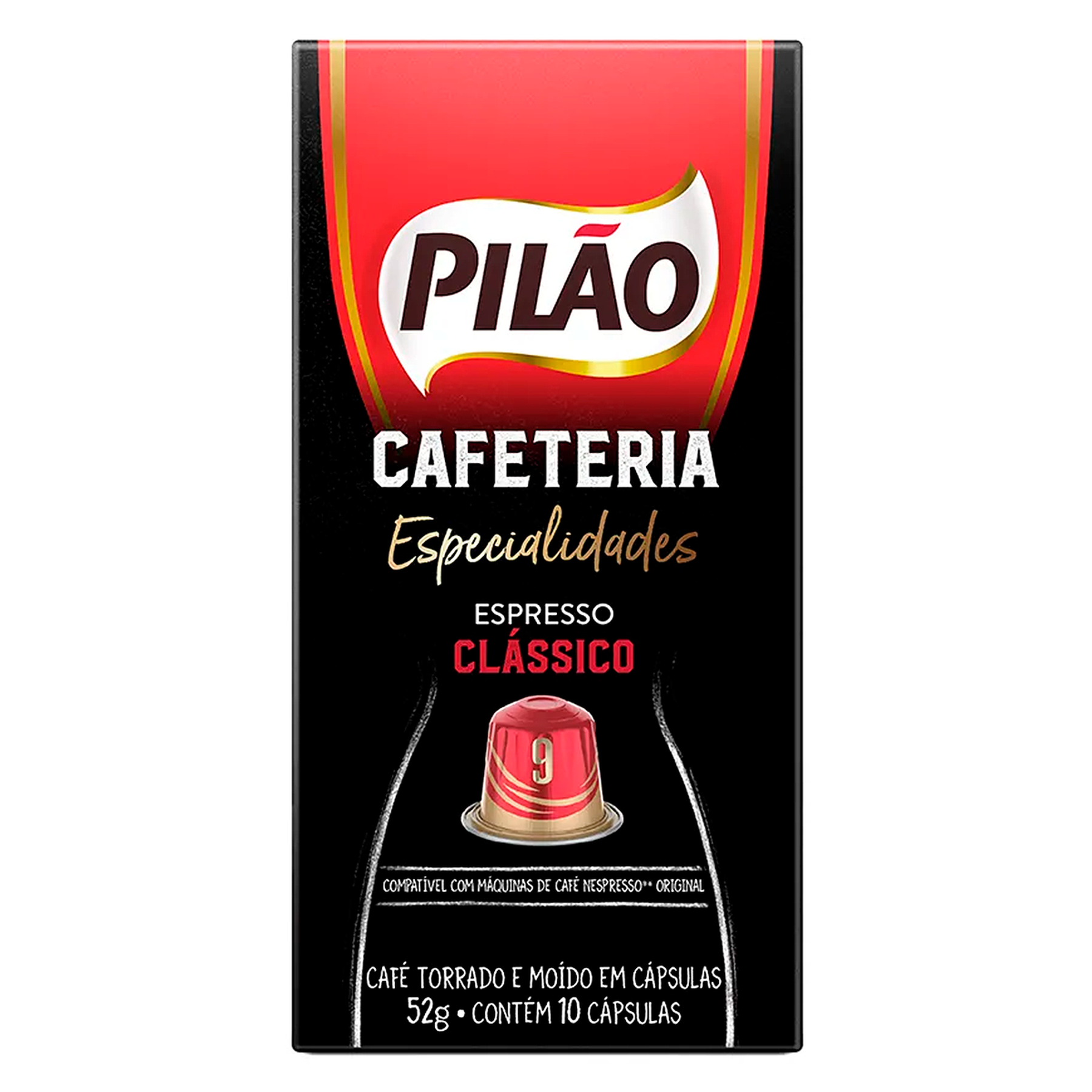 Caf&eacute; em C&aacute;psula Torrado e Mo&iacute;do Espresso Cl&aacute;ssico  Cafeteria Especialidades Pil&atilde;o Caixa 52g C/10 Unidades