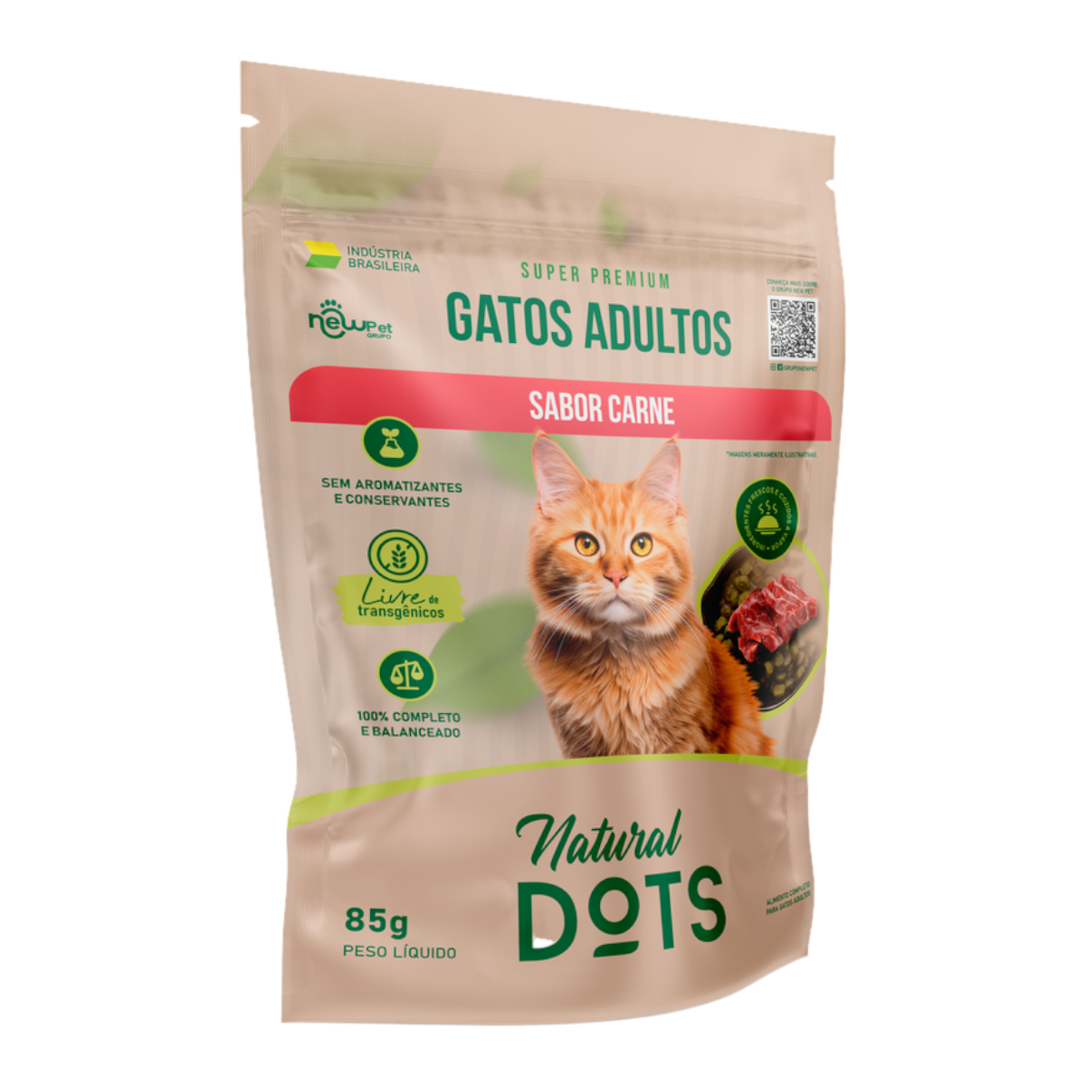 Alimento para Gatos Adultos Carne Natural Dots Sach&ecirc; 85g