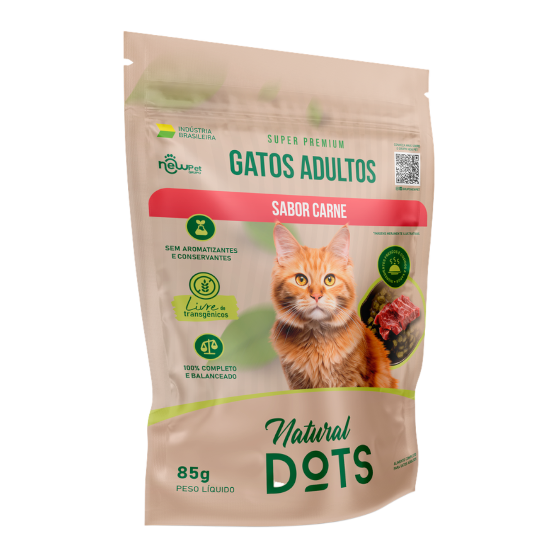 Alimento para Gatos Adultos Carne Natural Dots Sach&ecirc; 85g