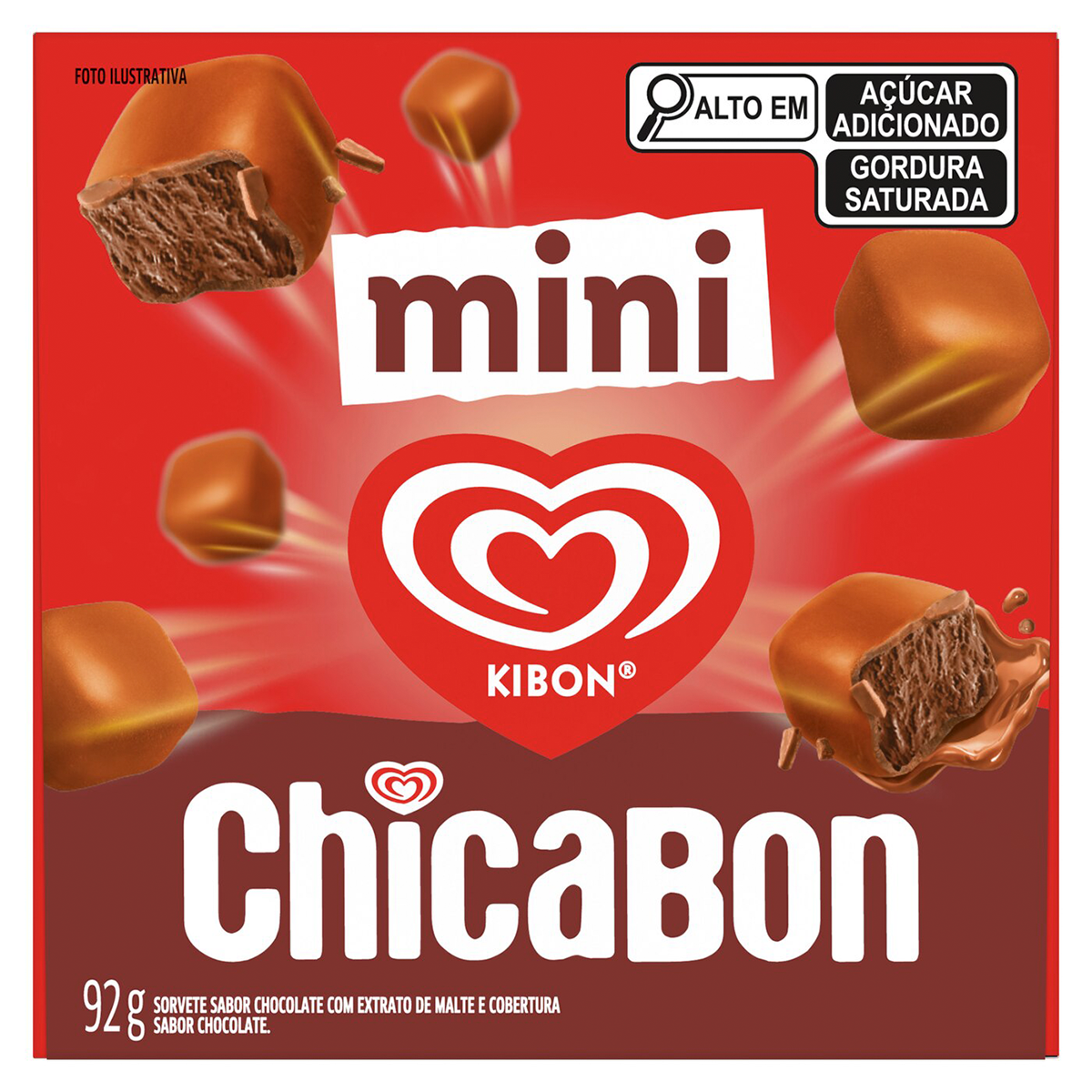 Mini Sorvete Chocolate Chicabon Kibon Caixa 92g
