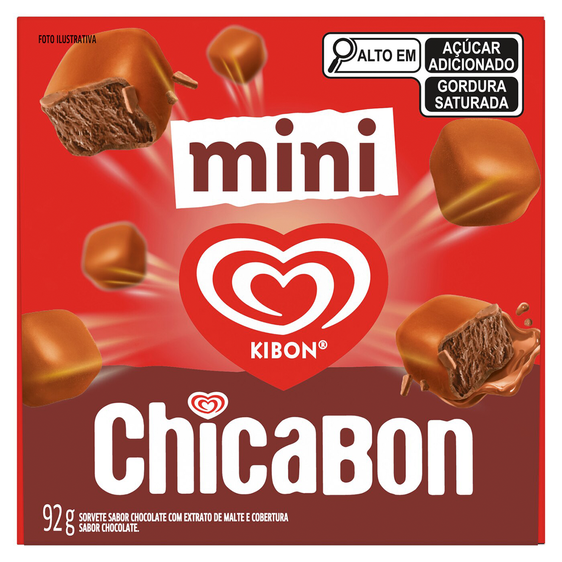 Mini Sorvete Chocolate Chicabon Kibon Caixa 92g