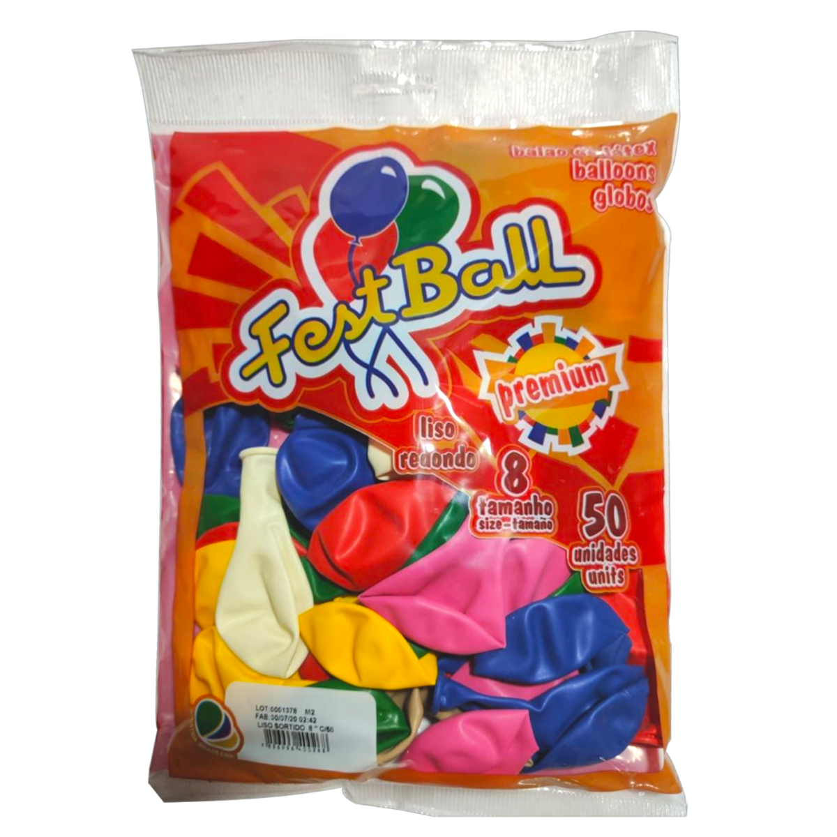 Bal&atilde;o Sortidos N8 Festball C/50 Unidades